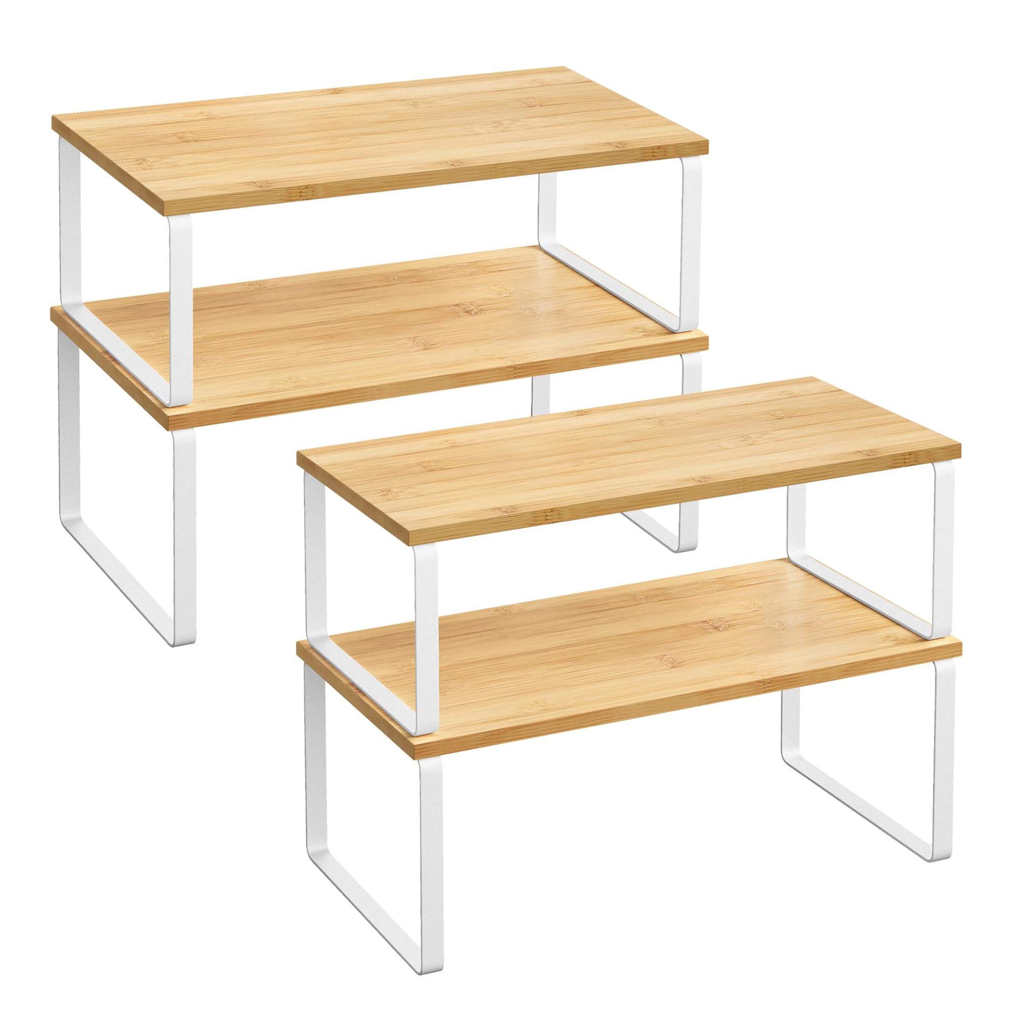 Songmics KCS210W01 set 4 scaffali cucina bianco beige impilabili