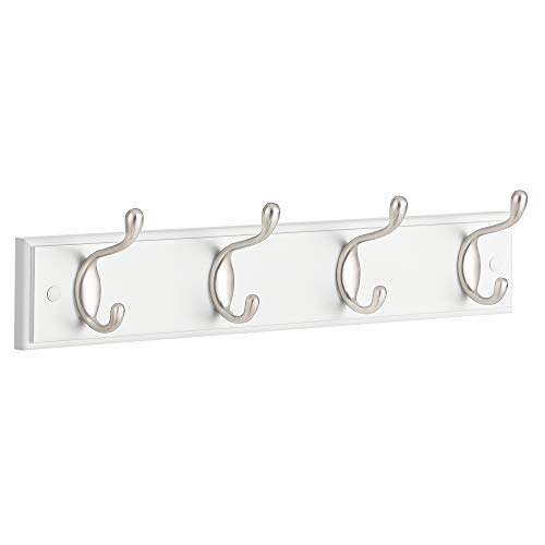 SONGMICS LHR023E01 Attaccapanni Parete Bianco 4 Ganci legno