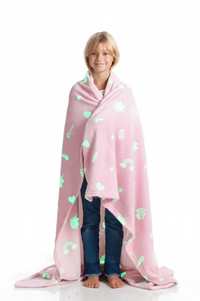 Lavatelli Kanguru Glow plaid pile 130x150 cm rosa unicorno fluo