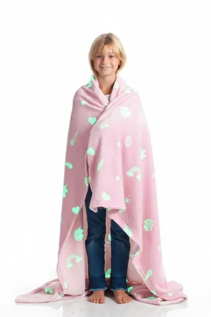 Lavatelli Kanguru Glow plaid pile 130x150 cm rosa unicorno fluo
