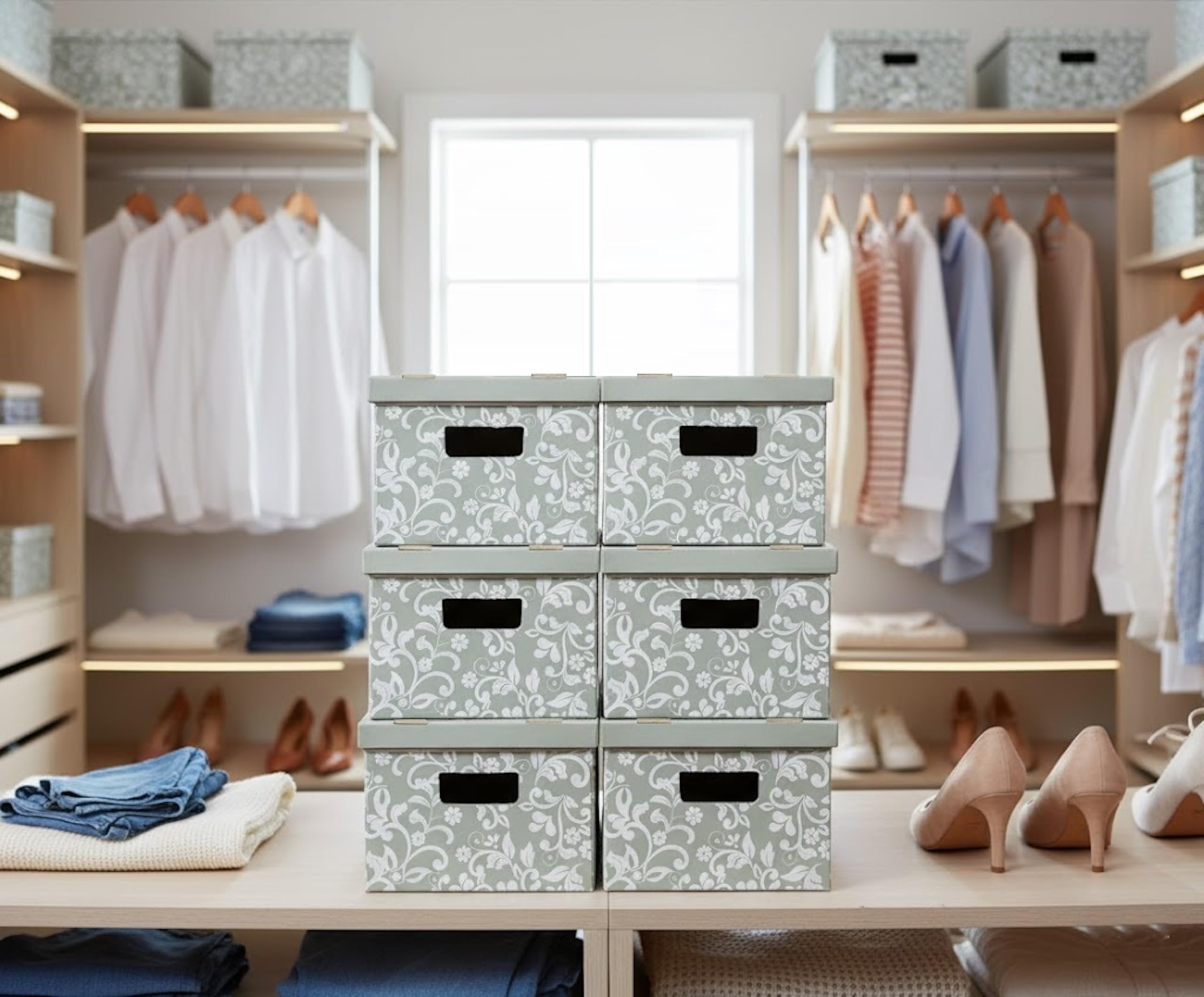Lavatelli Organizing set 6 scatole Fiori Grigio 29x51x20 cm
