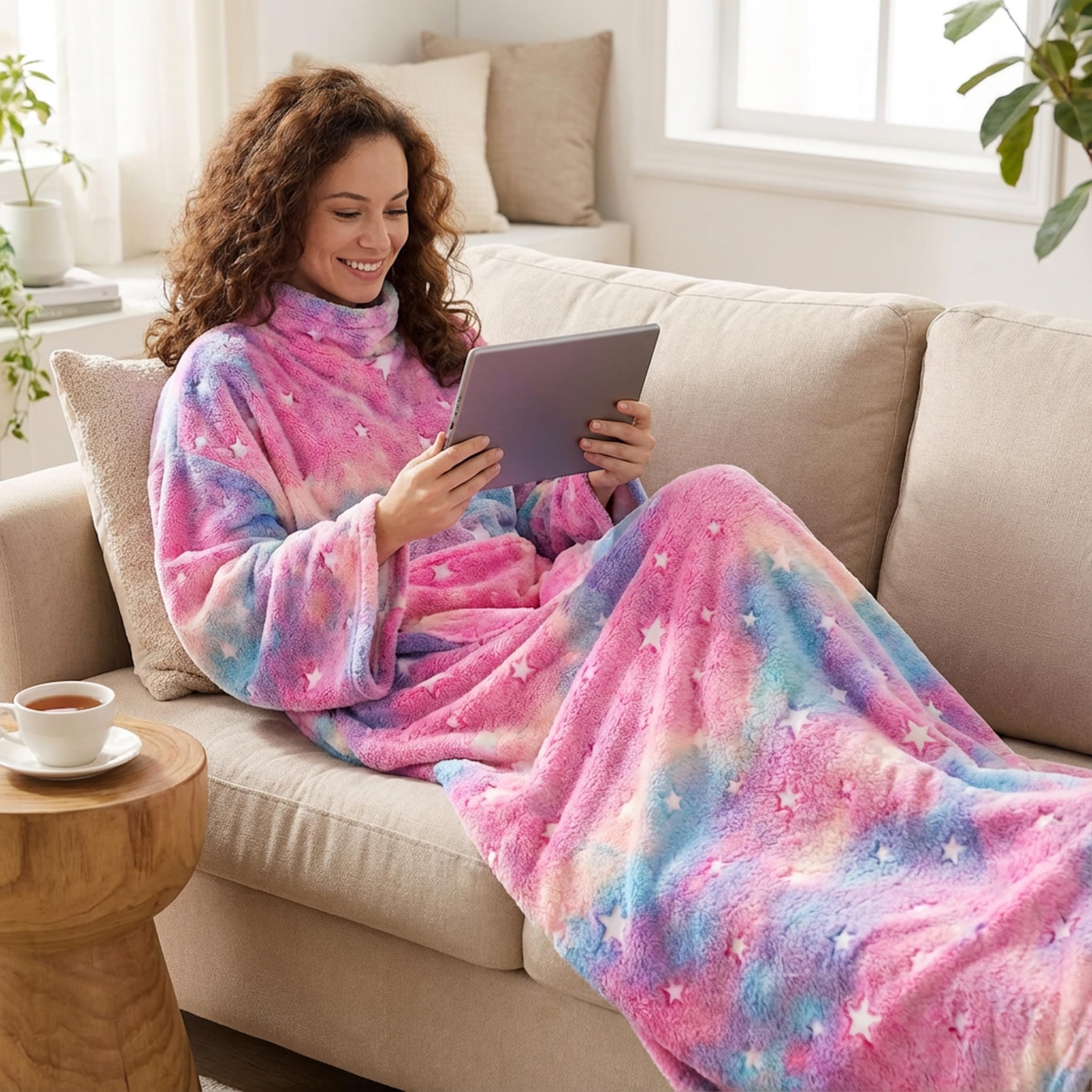 Lavatelli Kanguru Glow Arcobaleno coperta con maniche 180x140 buio