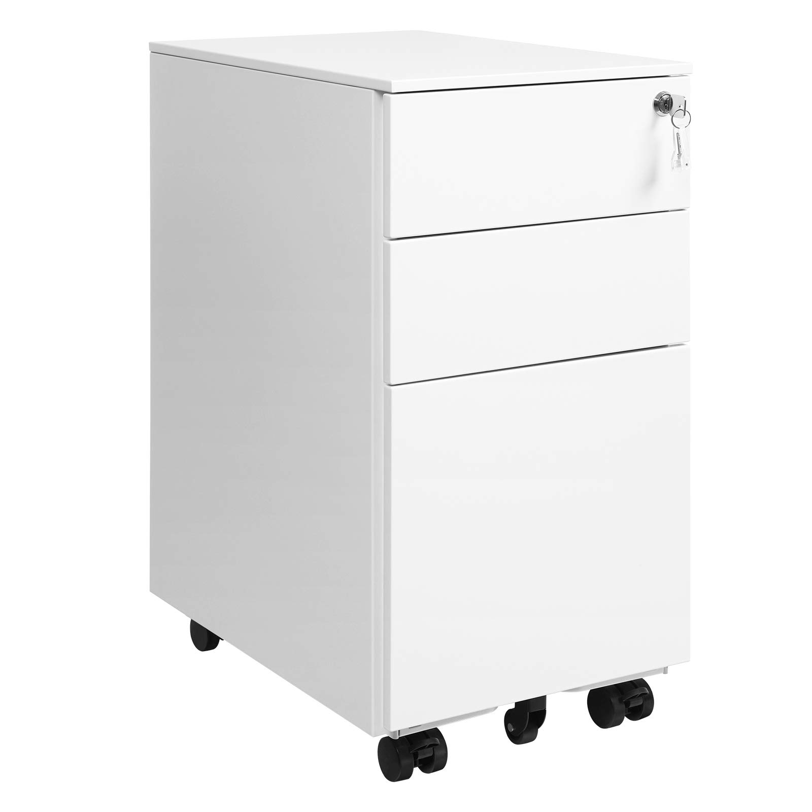 Songmics OFC031W01 schedario ufficio bianco 3 cassetti ruote