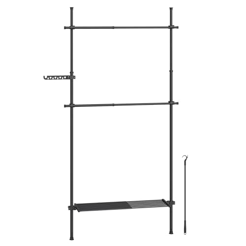 Songmics HSR136B01 appendiabiti pavimento-soffitto nero opaco