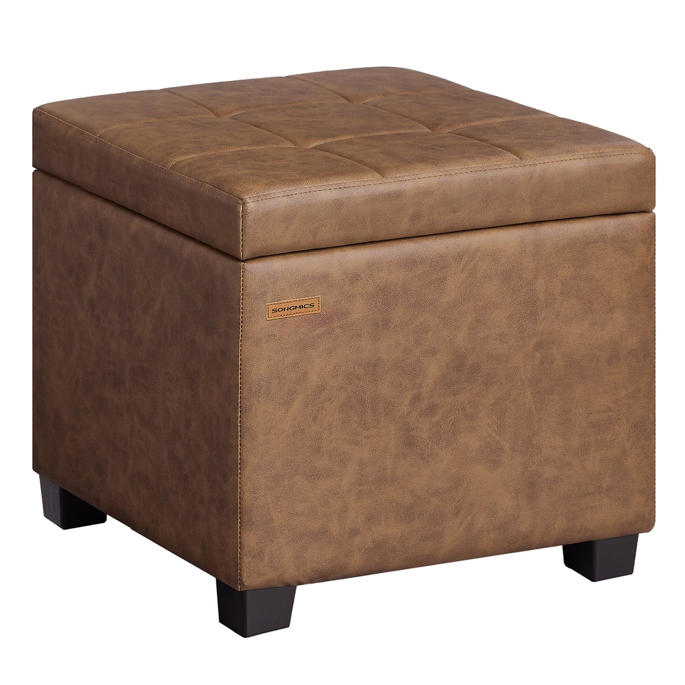 Songmics ULOM519KQ01 pouf contenitore marrone caffè con coperchio
