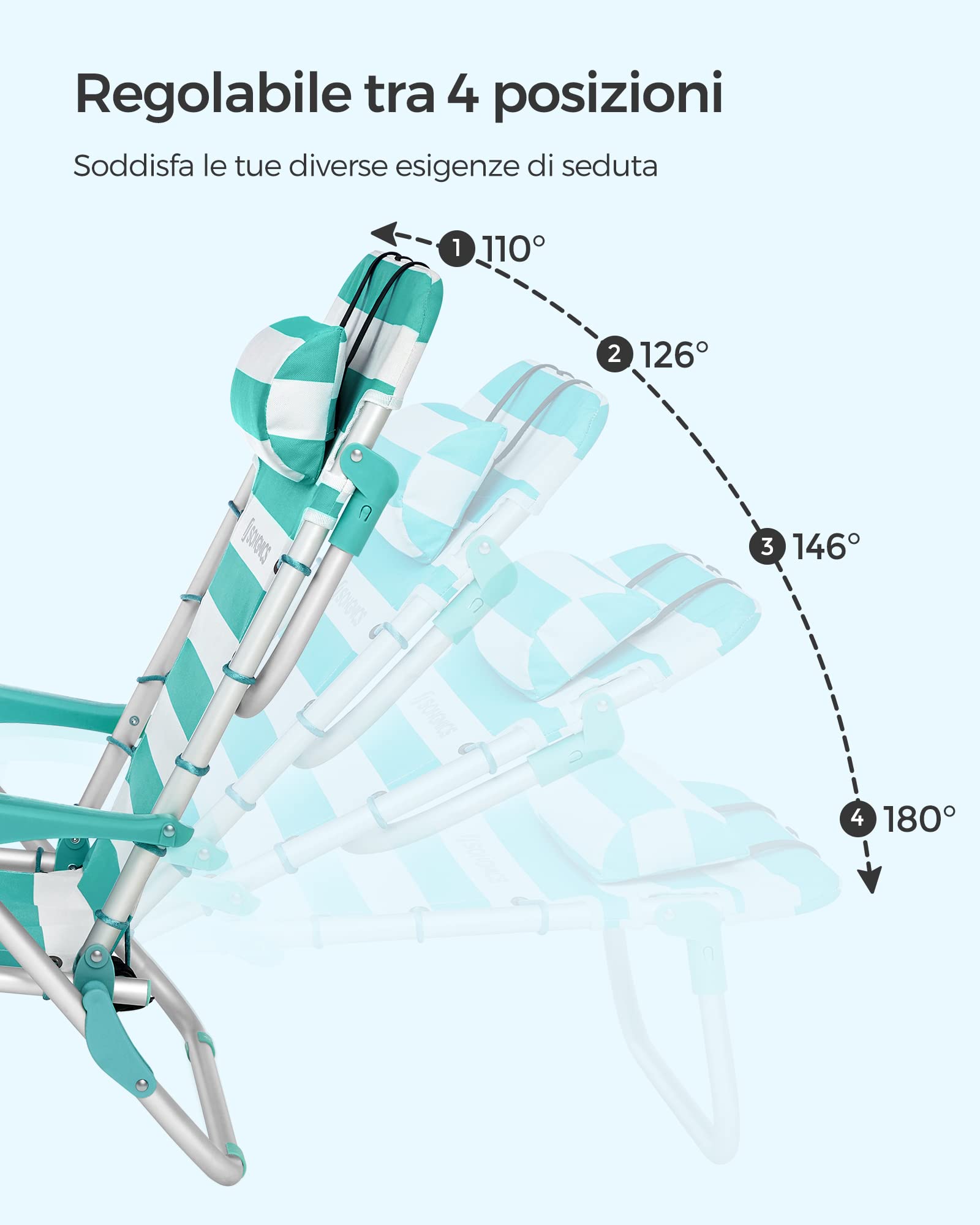Songmics GCB62JW sedia spiaggia pieghevole verde 150 kg