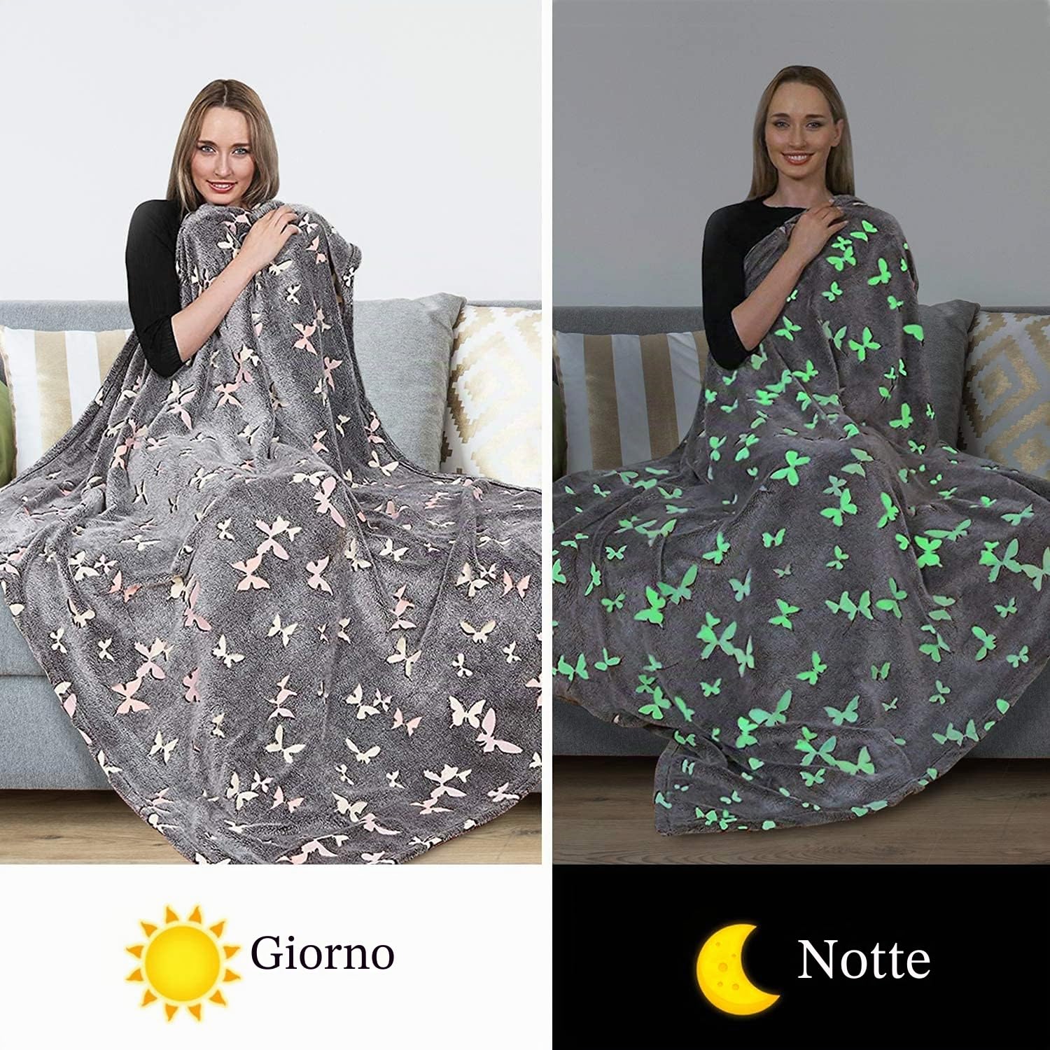 Lavatelli Kanguru Glow plaid pile farfalle 130x150 cm