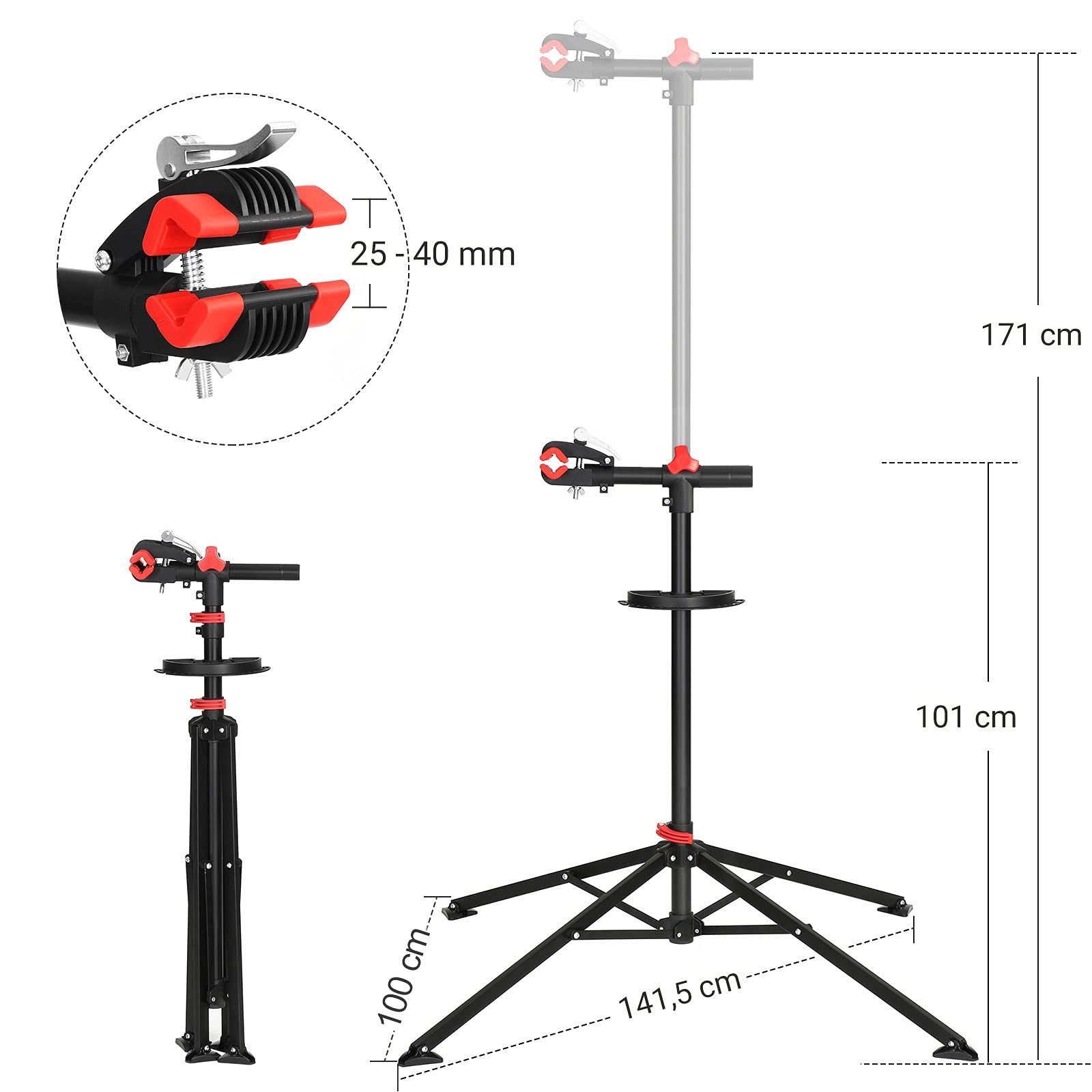 Songmics SBR06B Cavalletto Bici Riparazione con Vassoio