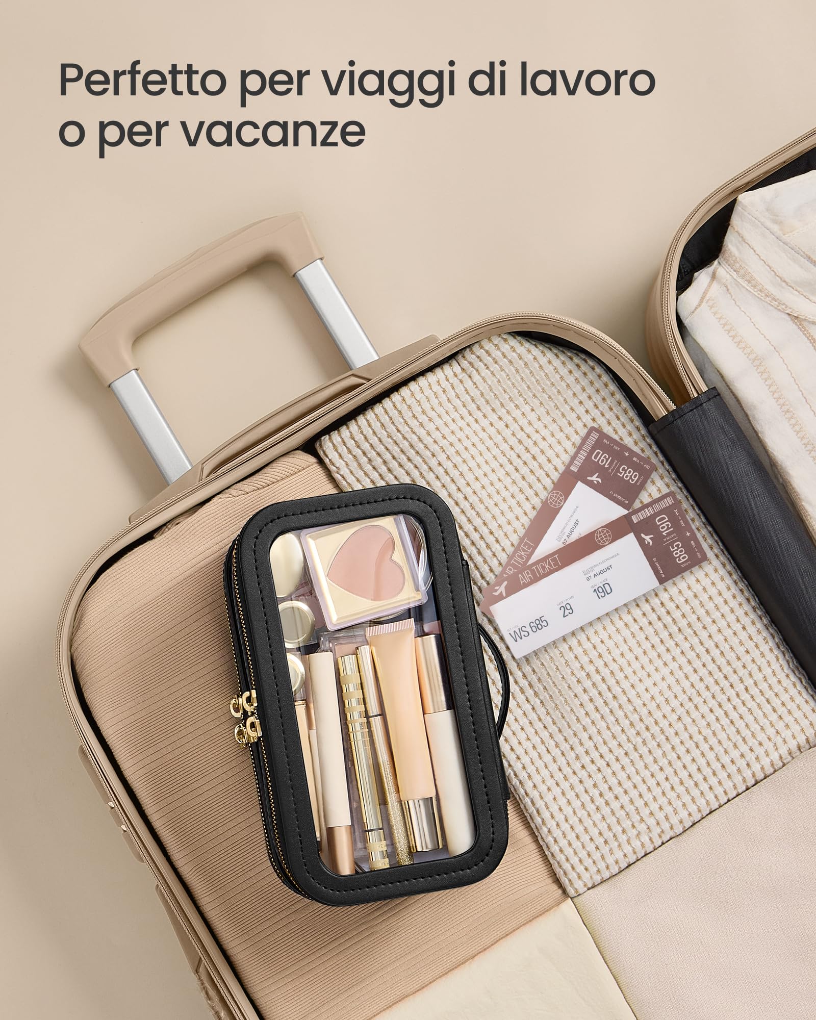 Songmics JKA026B01 beauty case viaggio nero inchiostro con specchio
