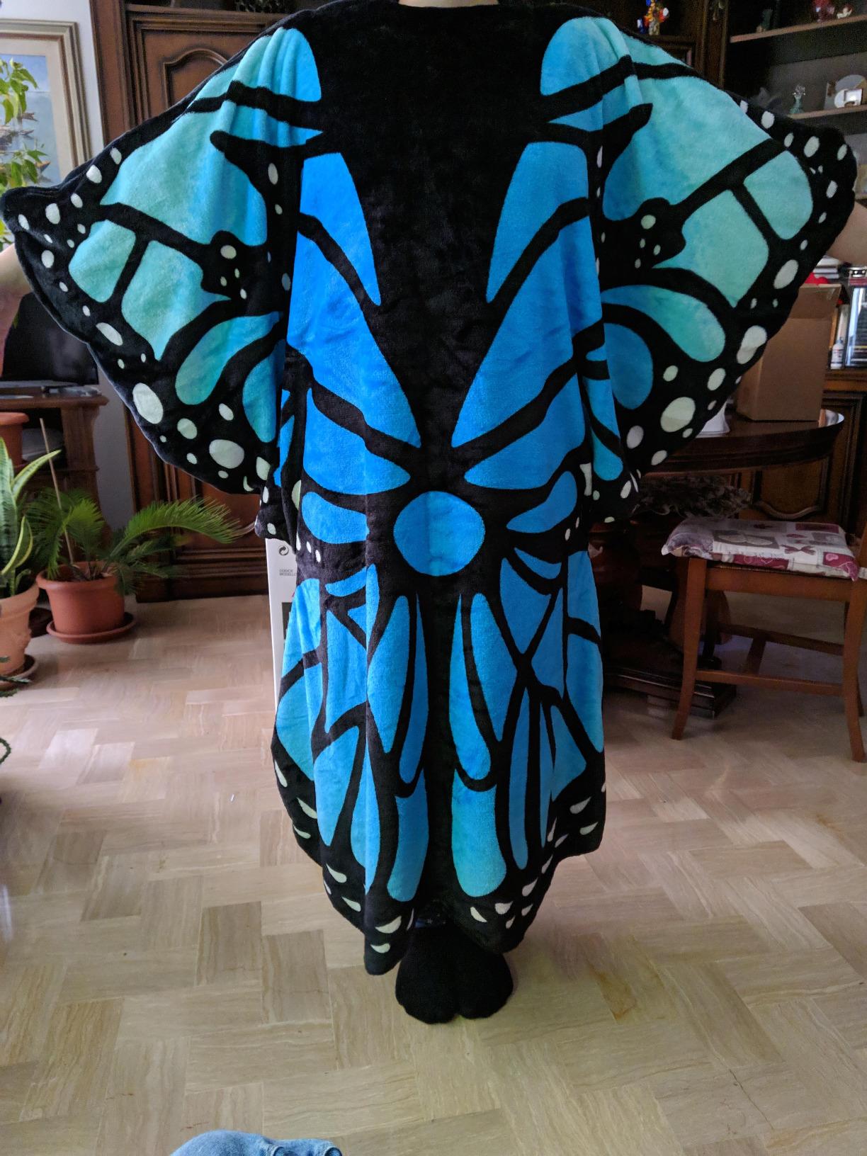 Kanguru Butterfly poncho coperta pile 120x120 cm caldo