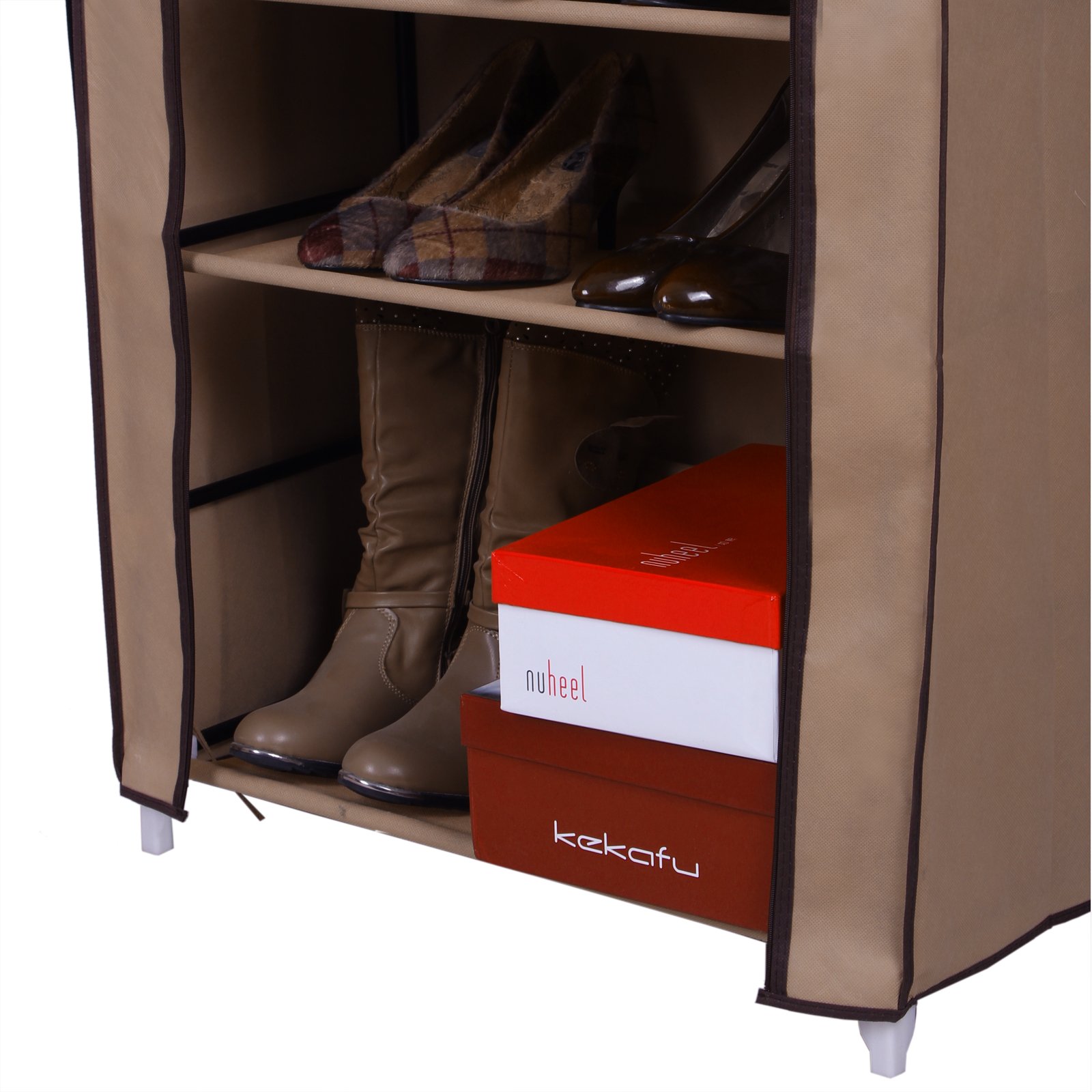 Songmics RXJ10K Scarpiera 10 Ripiani Caffè 160x58x28 cm