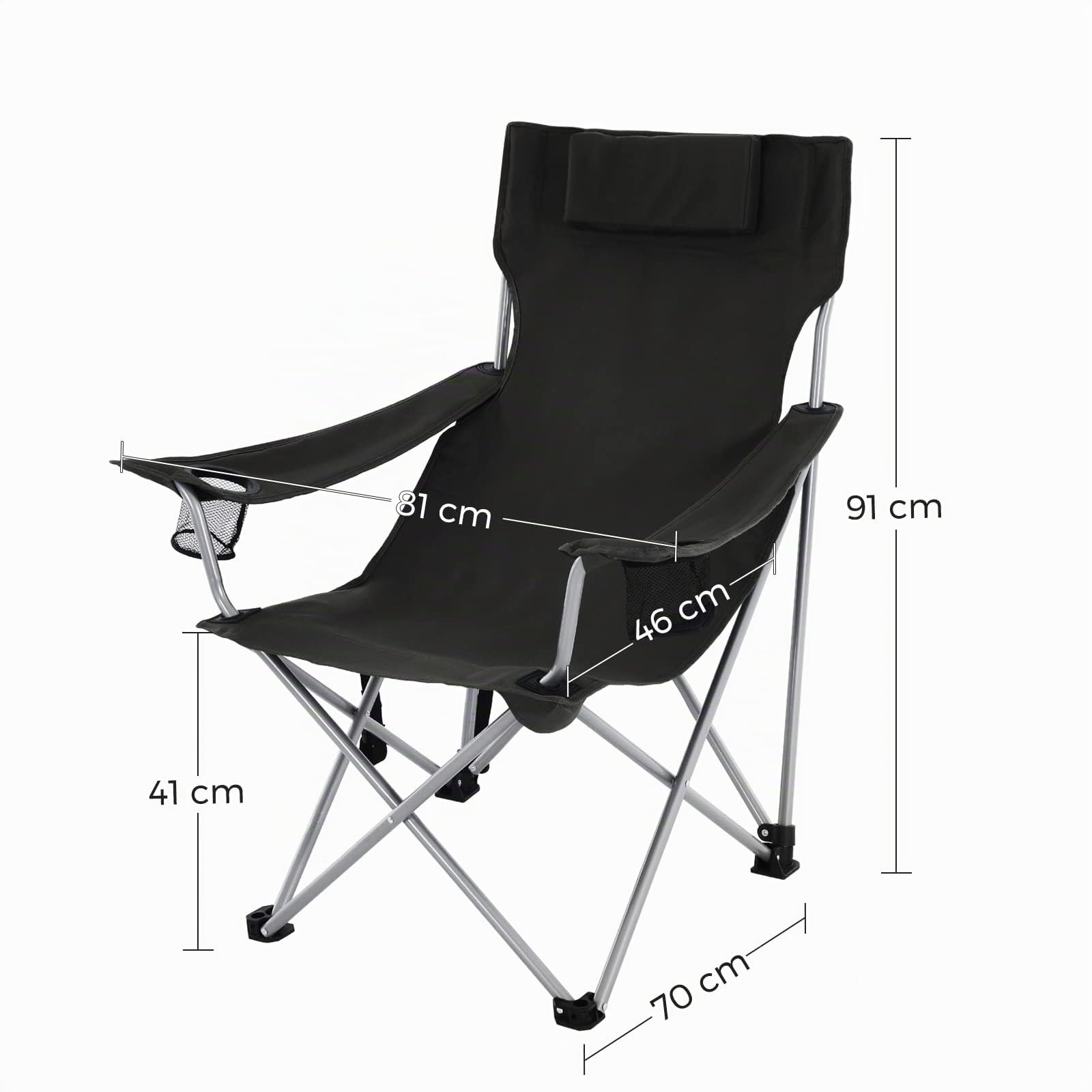 Songmics GCB09BK sedia da campeggio pieghevole nera 150 kg