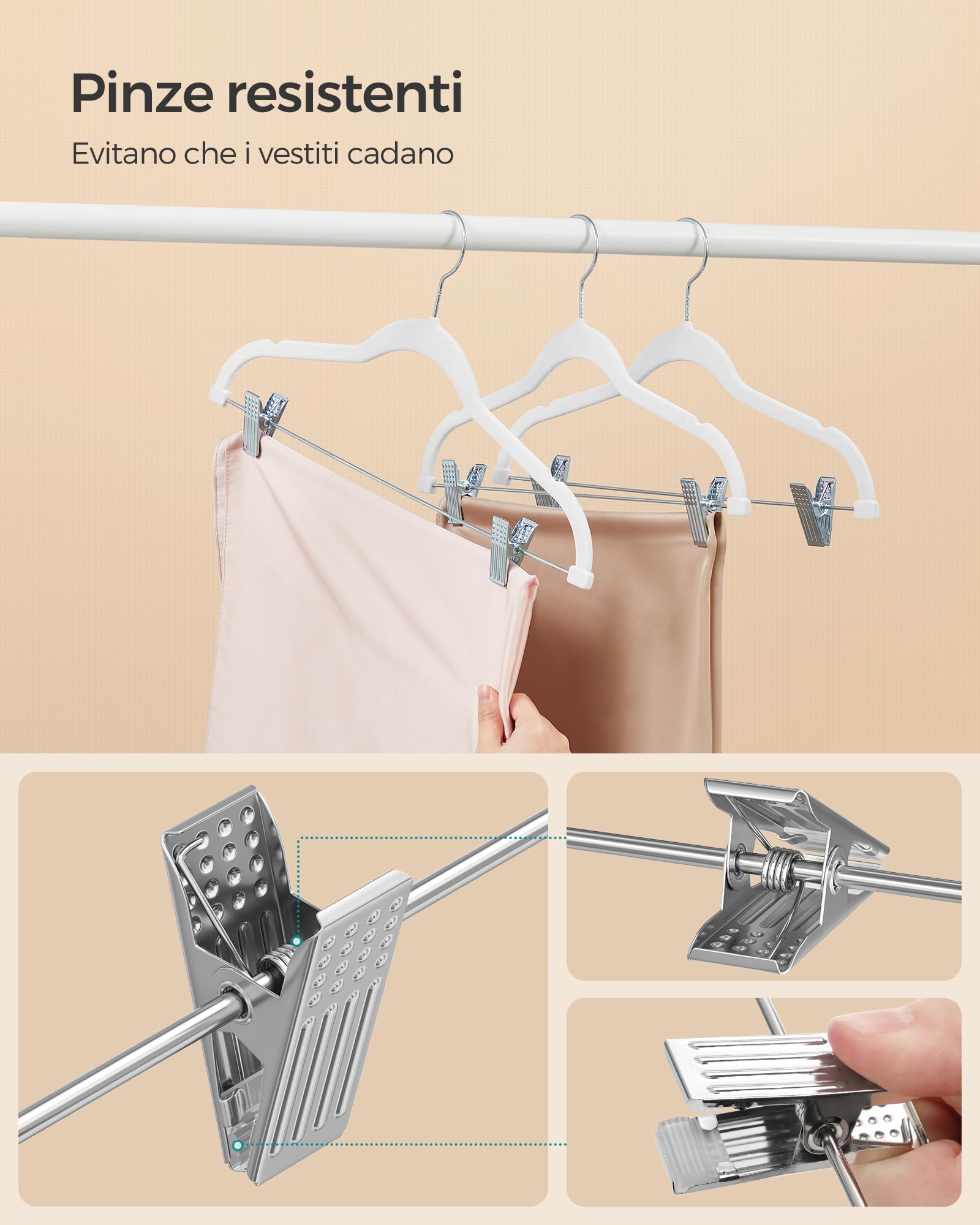 Songmics CRF012W10 grucce pantaloni bianche 10 pezzi antiscivolo