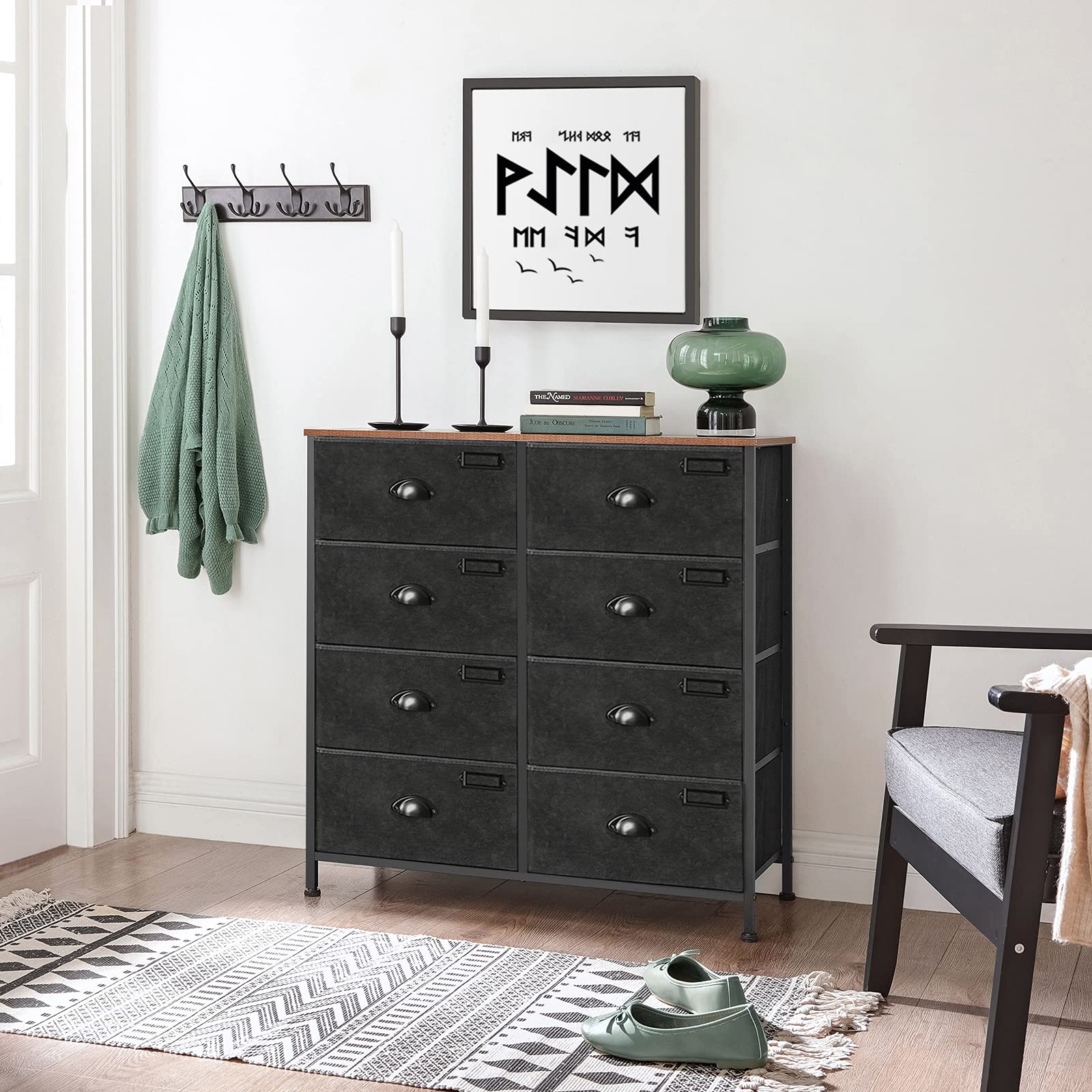 Songmics LVT24H Cassettiera 8 Cassetti Marrone Rustico Tessuto