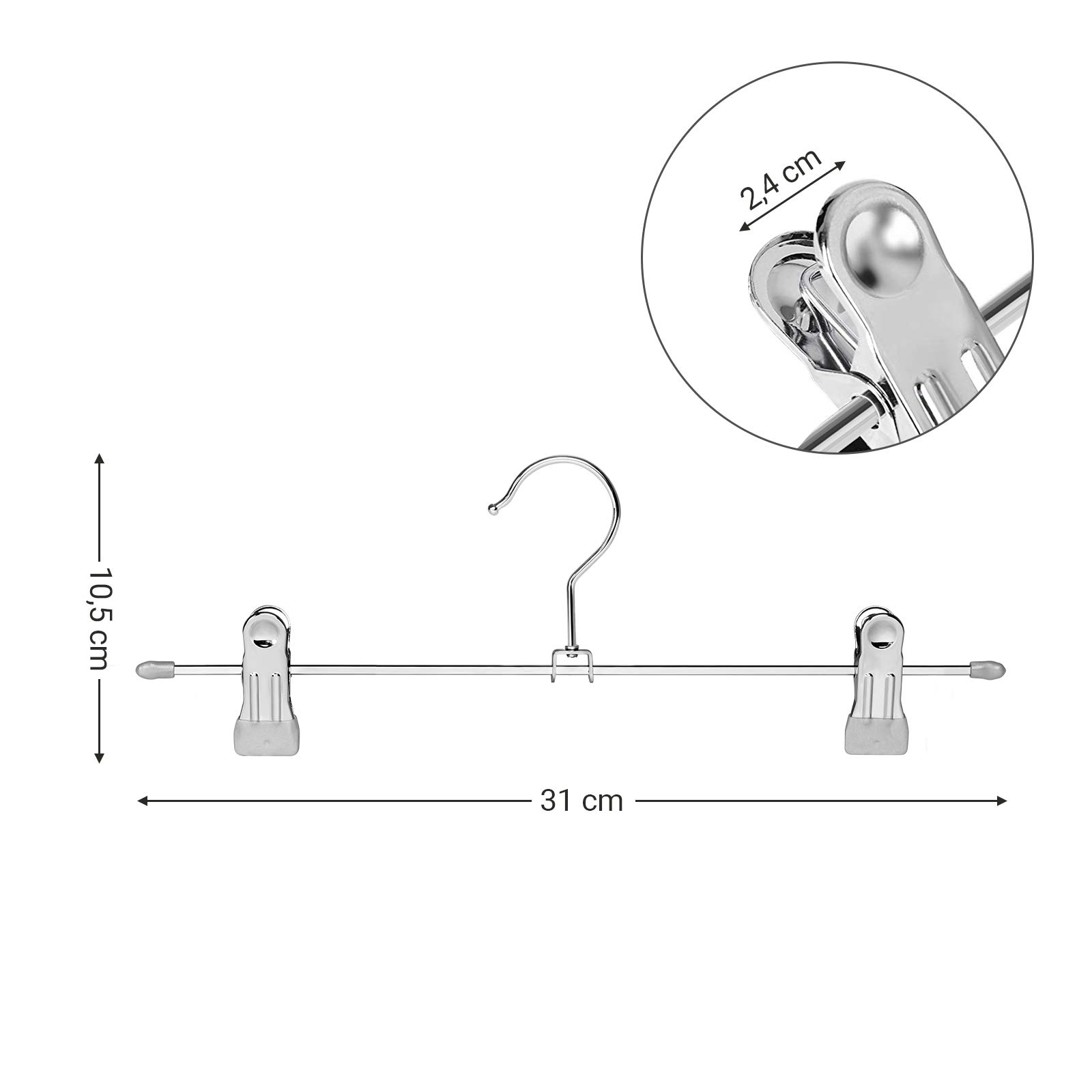 Songmics CRI03G20 grucce metallo 20 pezzi argento antiscivolo