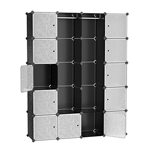 Songmics LPC30H Guardaroba Modulare 143x36 Nero Floreale Plastica