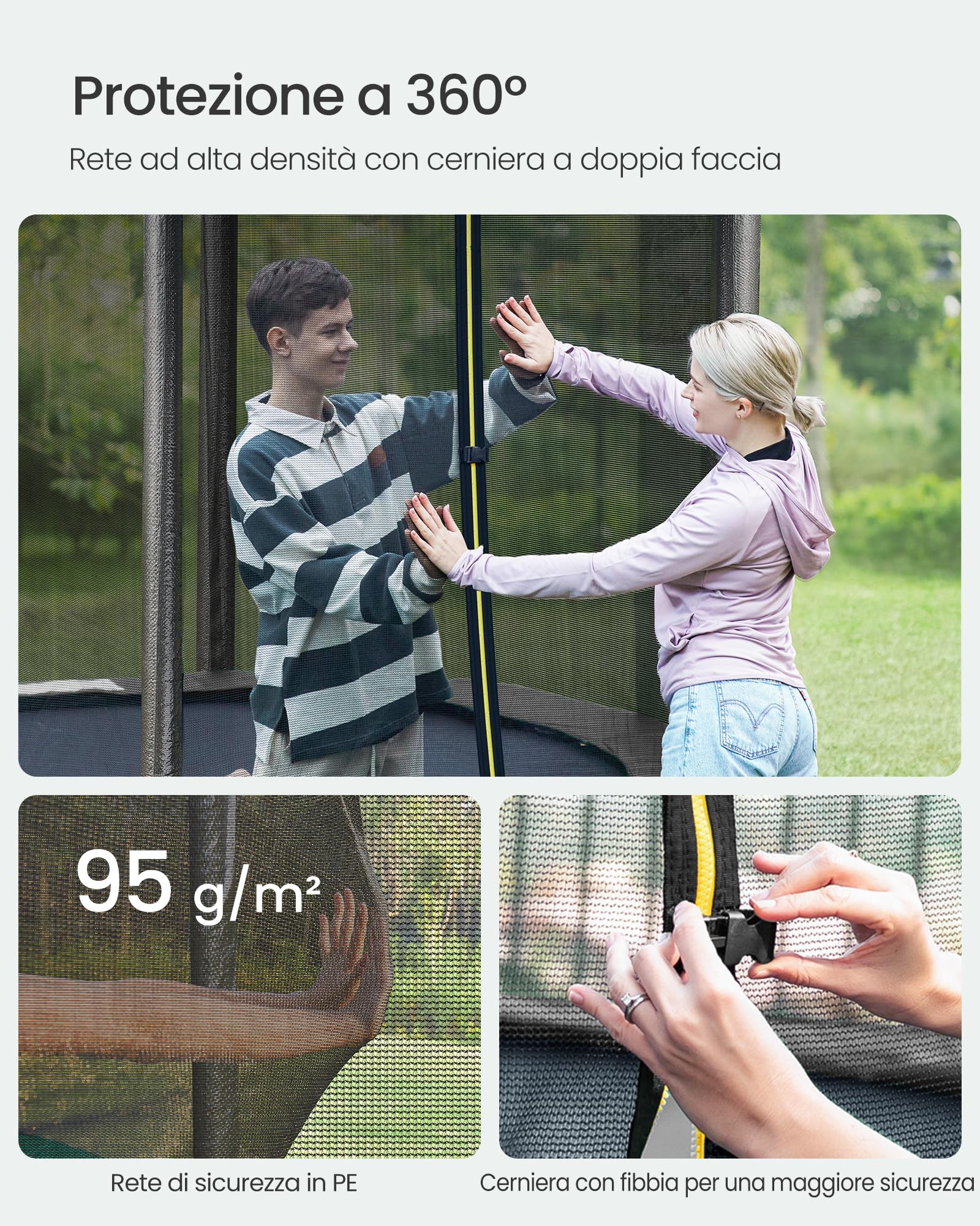 Songmics trampolino esterno bambini 244 cm rete 150 kg