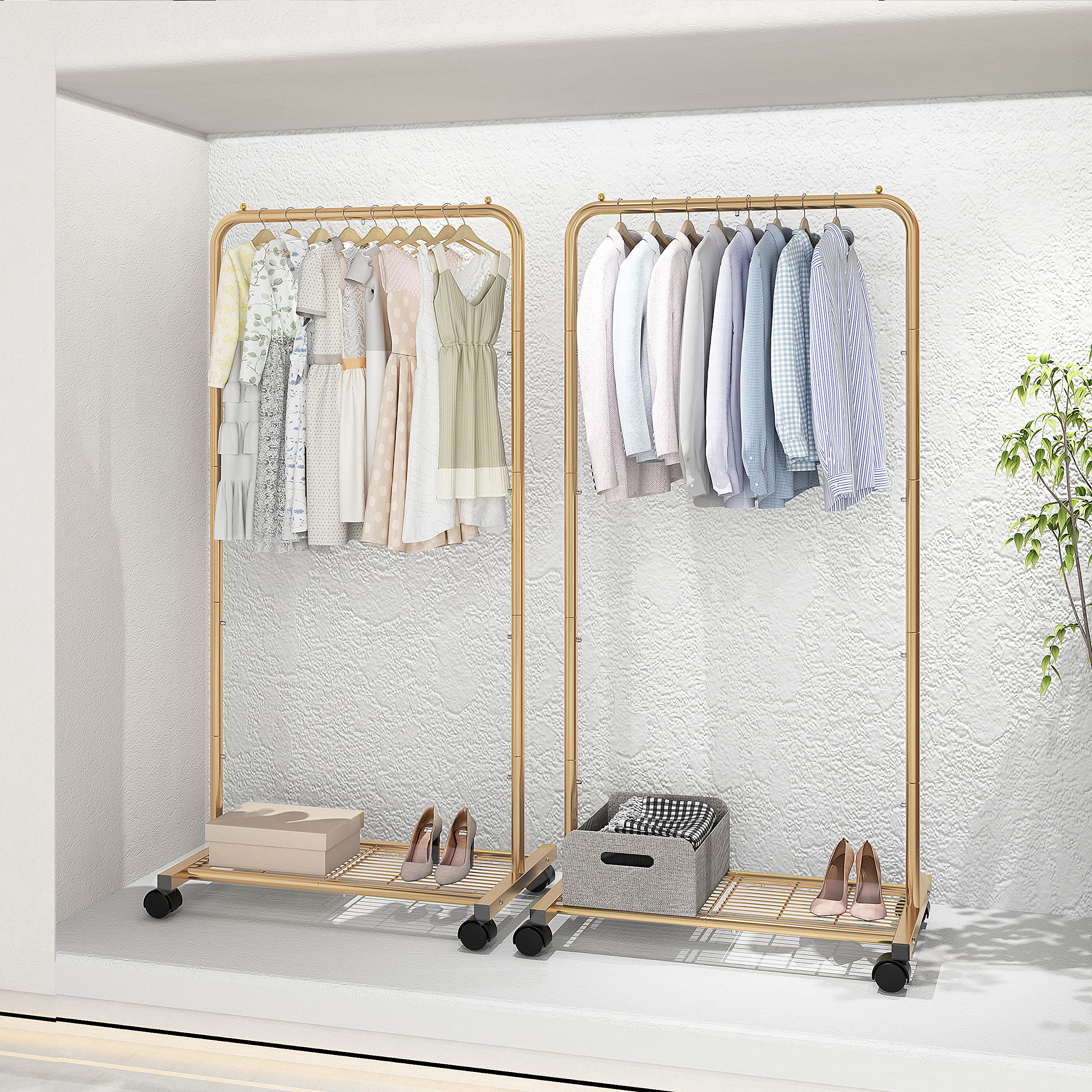Simple Trending Standard stender appendiabiti oro con ruote