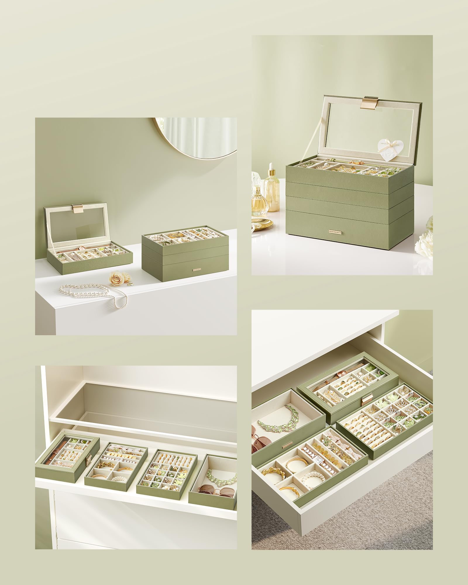 Songmics Gisella JBC164C02 portagioie 4 ripiani verde