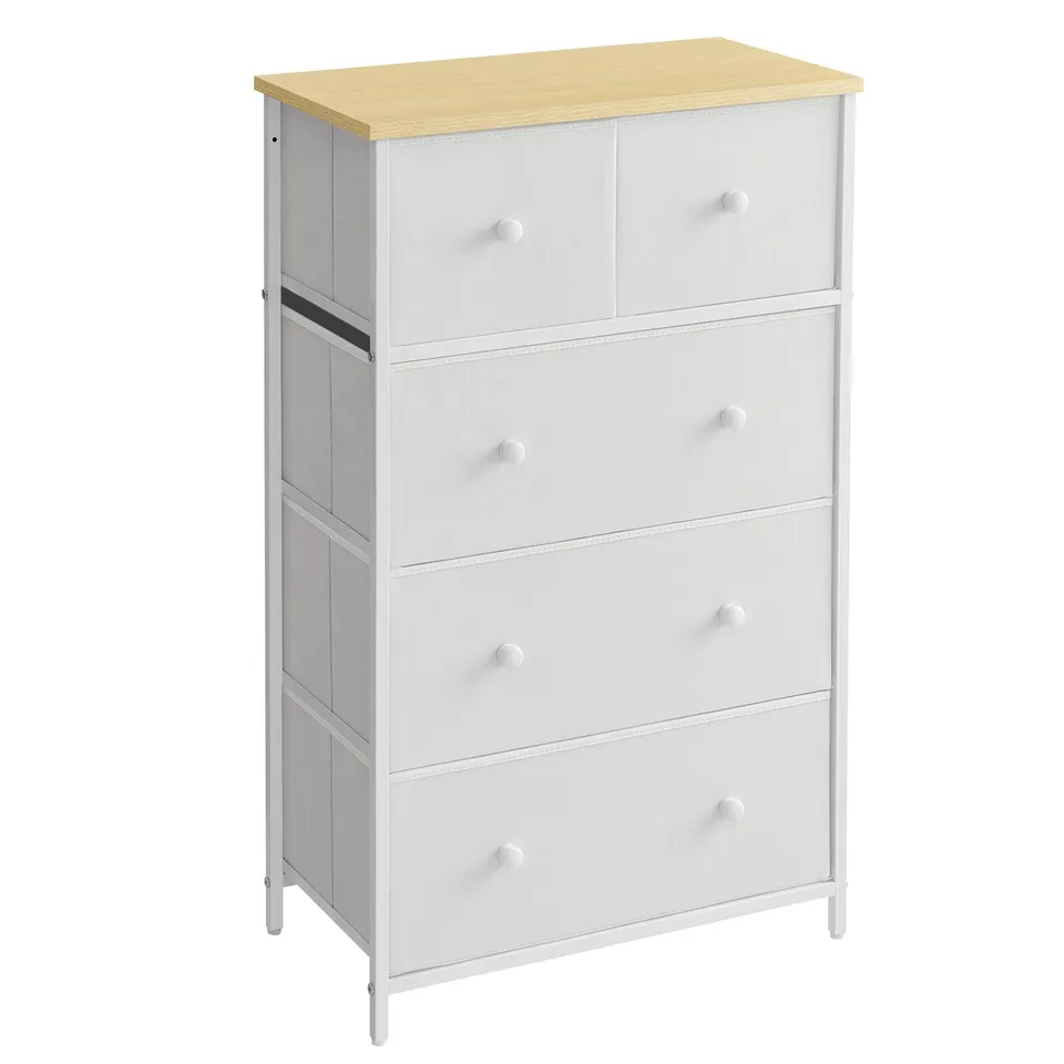 Songmics Bellah LTS514WH01 cassettiera 5 cassetti bianco rovere