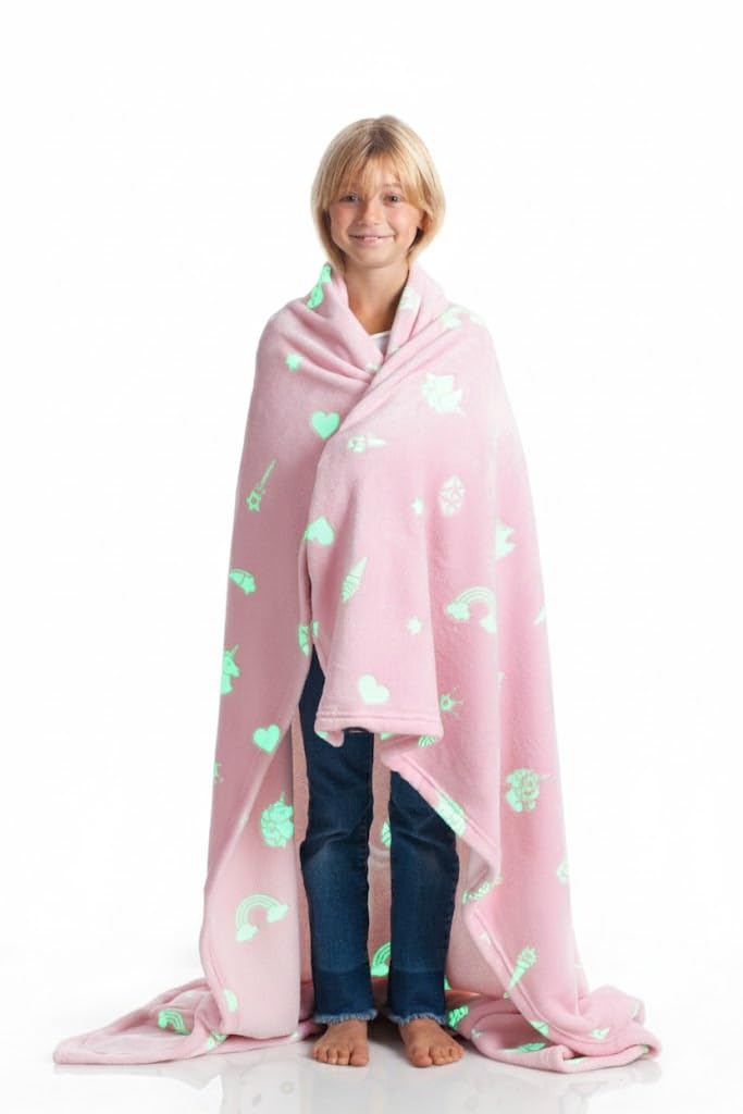 Lavatelli Kanguru Glow plaid pile 130x150 cm rosa unicorno fluo