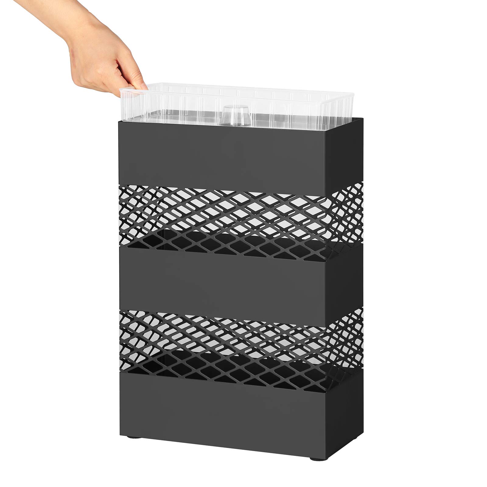 Songmics LUC02BK portaombrelli metallo nero 28x12x41 cm