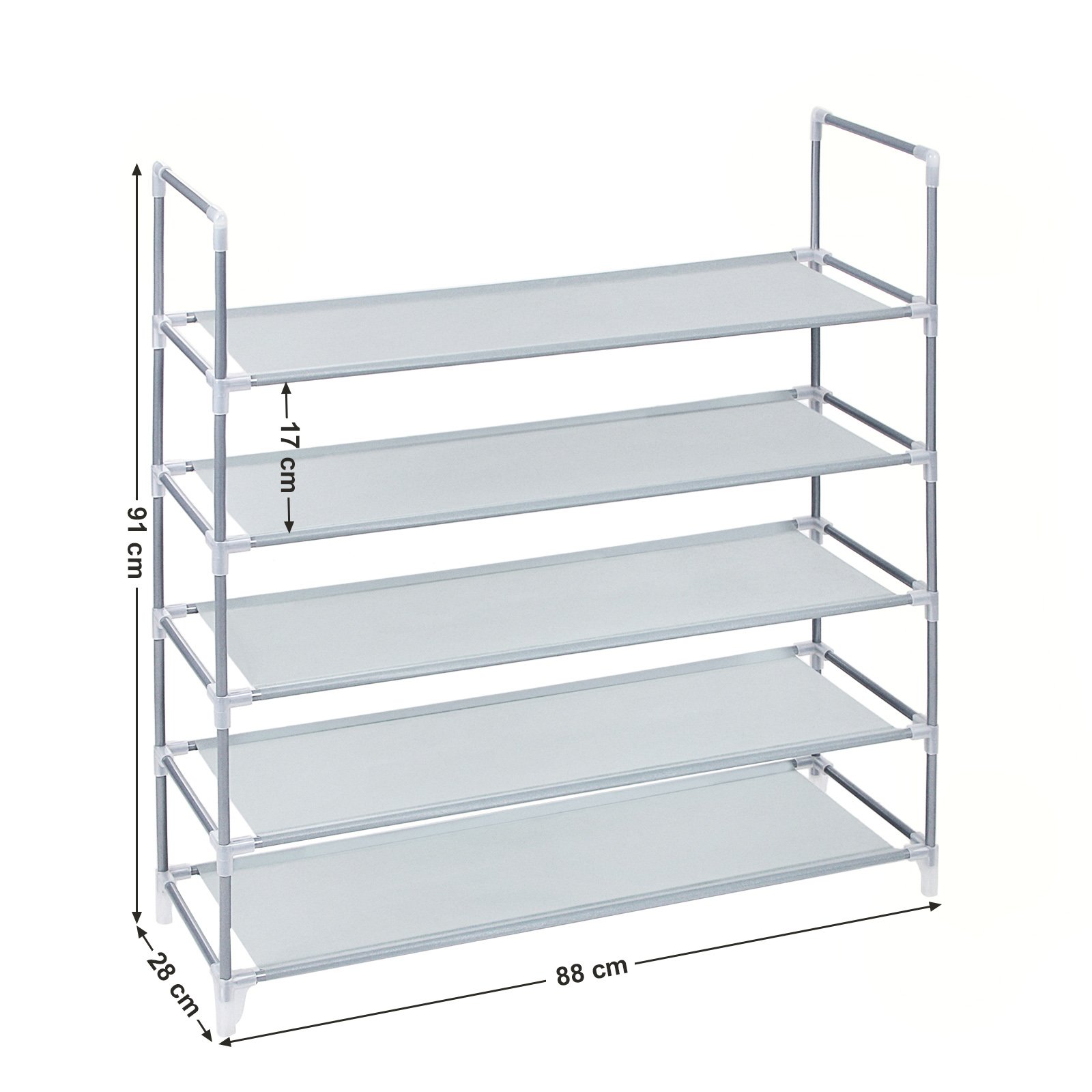 Songmics LSR05G scarpiera 5 ripiani grigia 25 paia 88x28x91