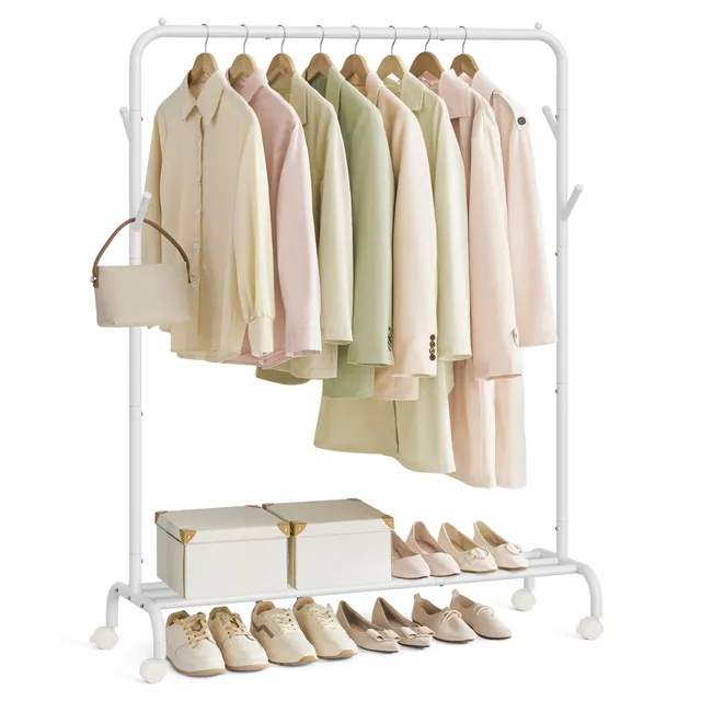 Songmics HSR131W01 appendiabiti bianco 103,5 cm con ruote