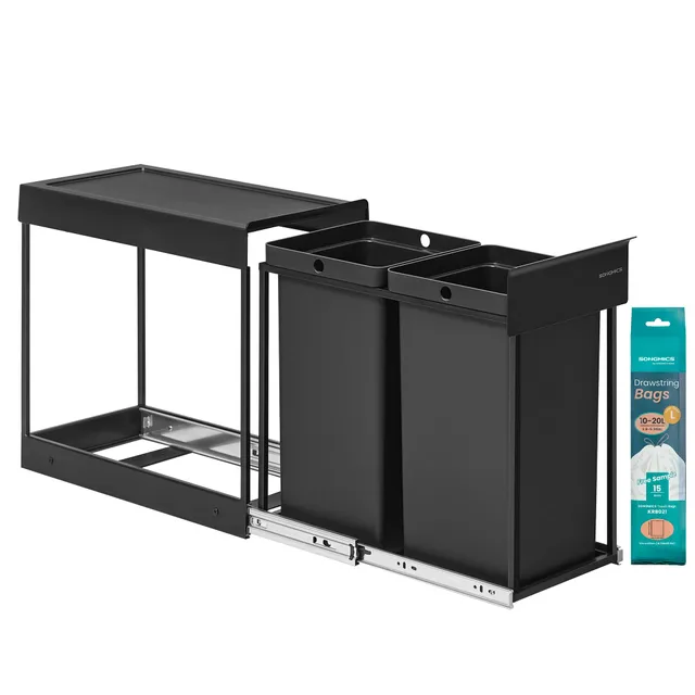 Songmics LTB950B01 pattumiera incasso 2x15 L nera differenziata