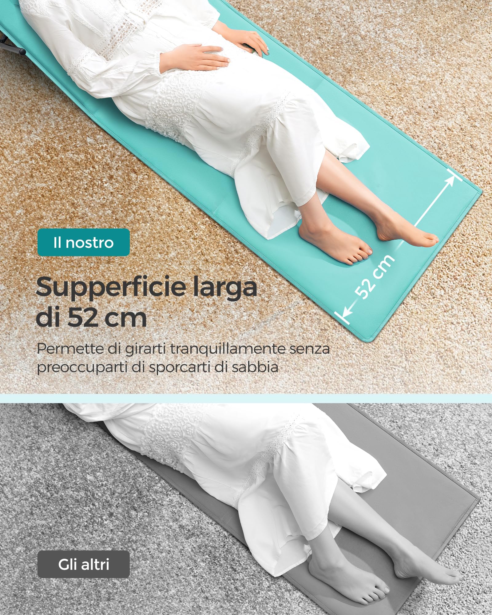 Songmics GCB151C01 Lettino Spiaggia Blu 158x55 cm Pieghevole