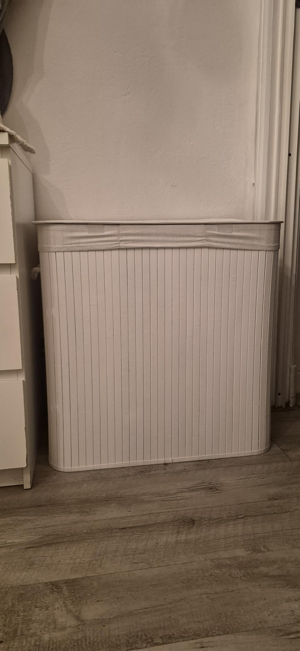 Songmics LCB091W01 cesto portabiancheria bambù bianco 150 L