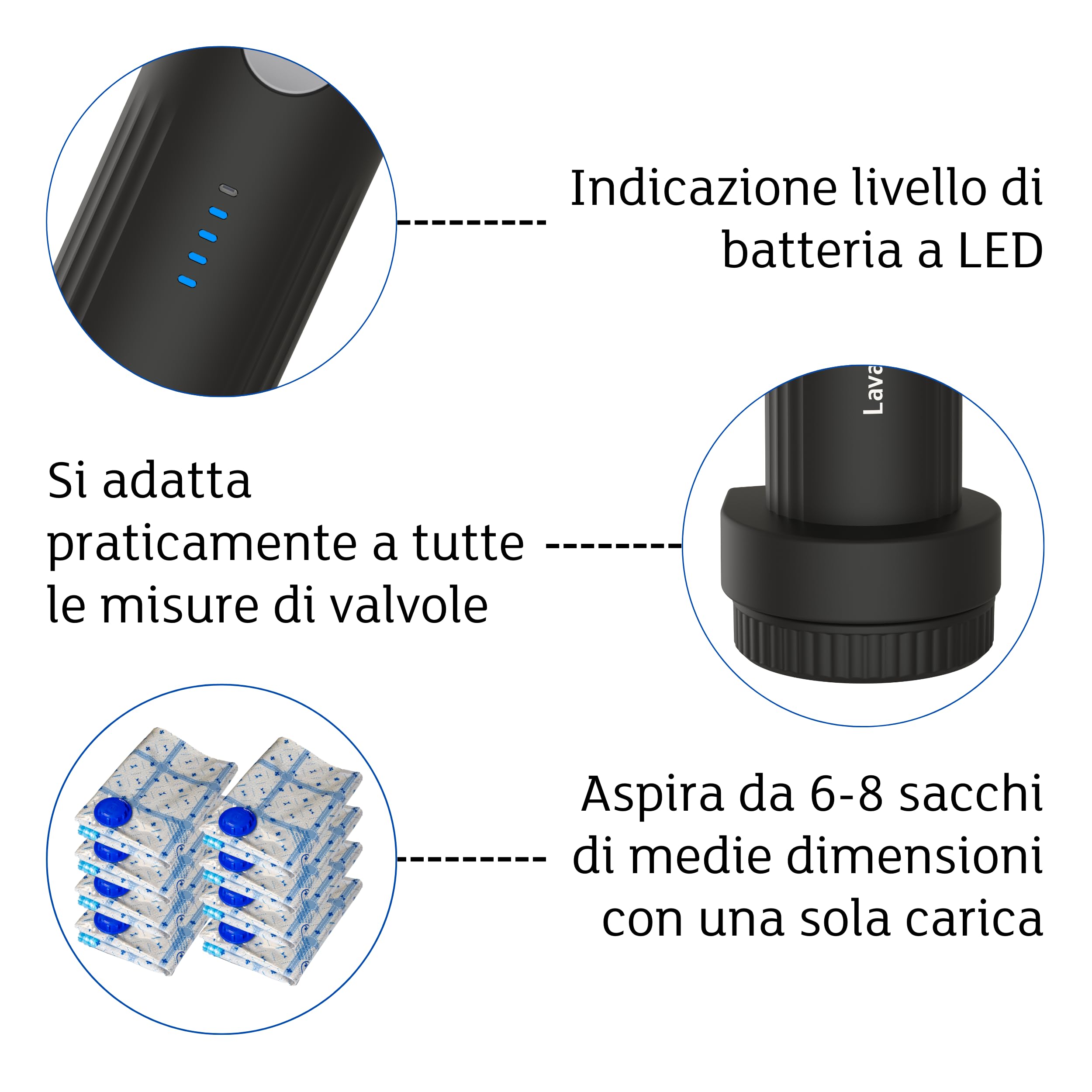Lavatelli Vac-U-Pump pompa sottovuoto USB-C viaggio