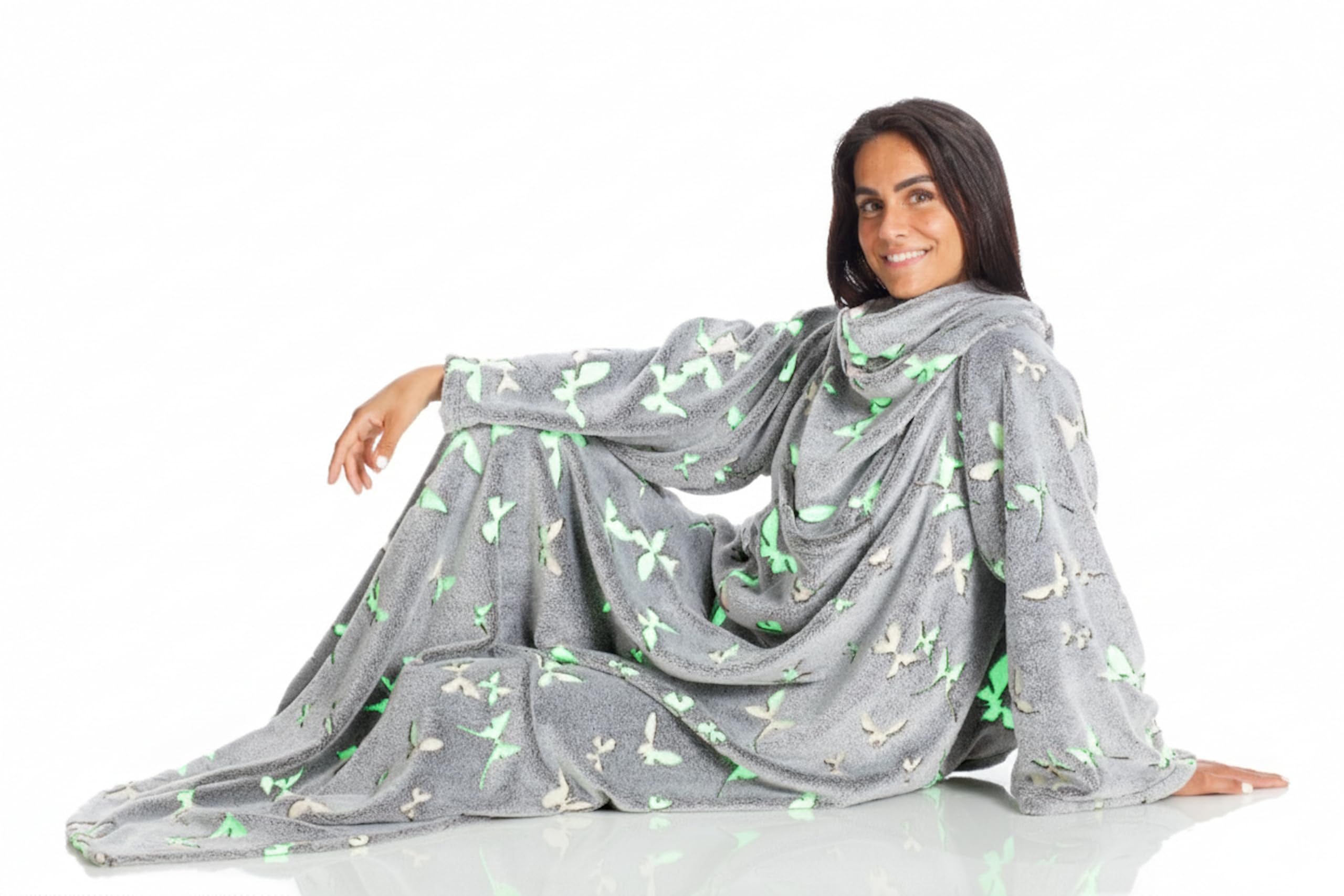 Lavatelli Kanguru Glow coperta con maniche pile 140x180 fosforescente