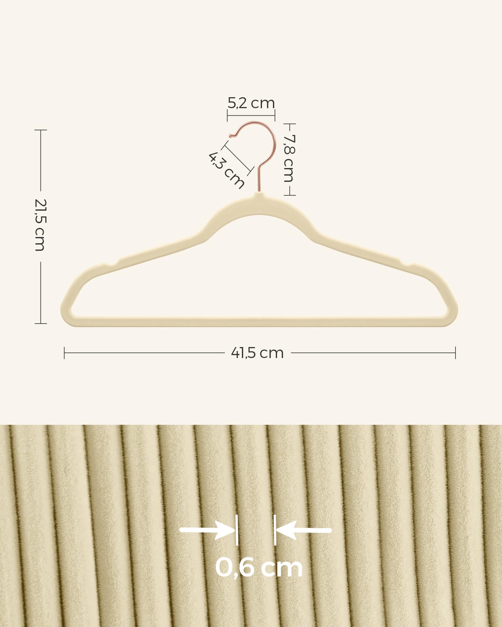 Songmics CRF026K50 Grucce Velluto 50 Pezzi Beige Salvaspazio