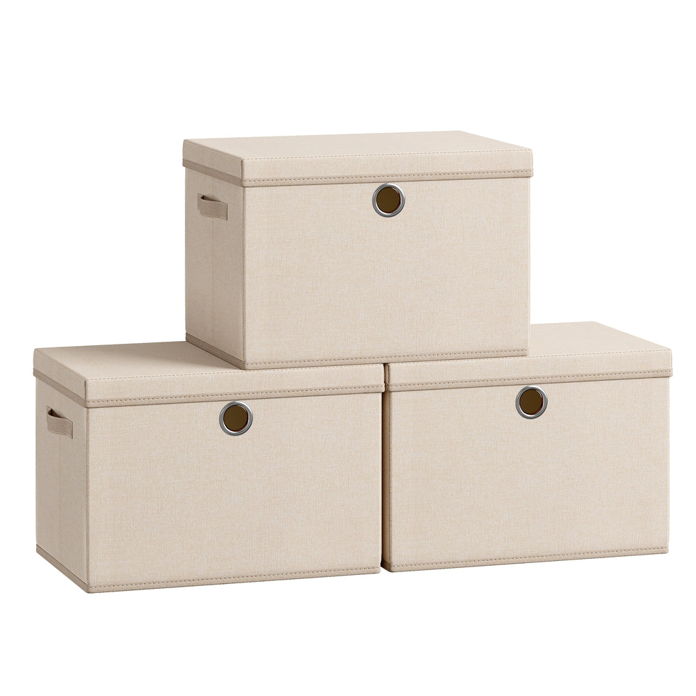 Songmics URFB540LF01 scatole tessuto 3 pezzi con coperchio