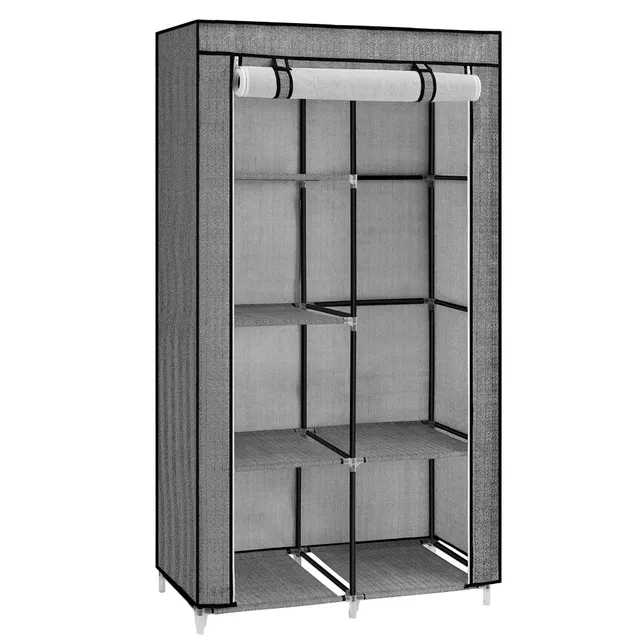 Songmics Armadio in Tessuto 45x88x168 Nero Spina Pesce Antipolvere