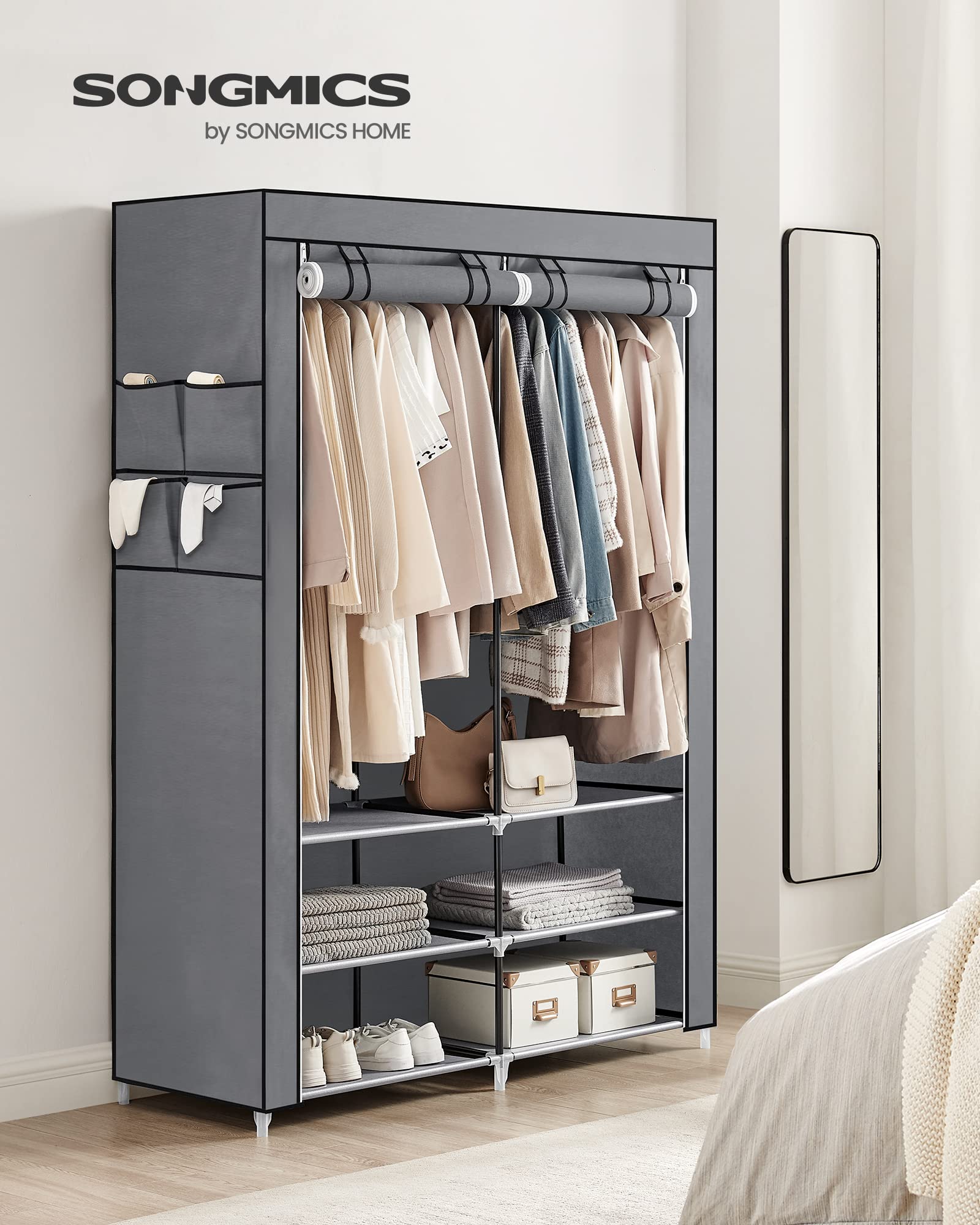 Songmics RYG008G02 armadio tessuto 2 colonne grigio 127 cm