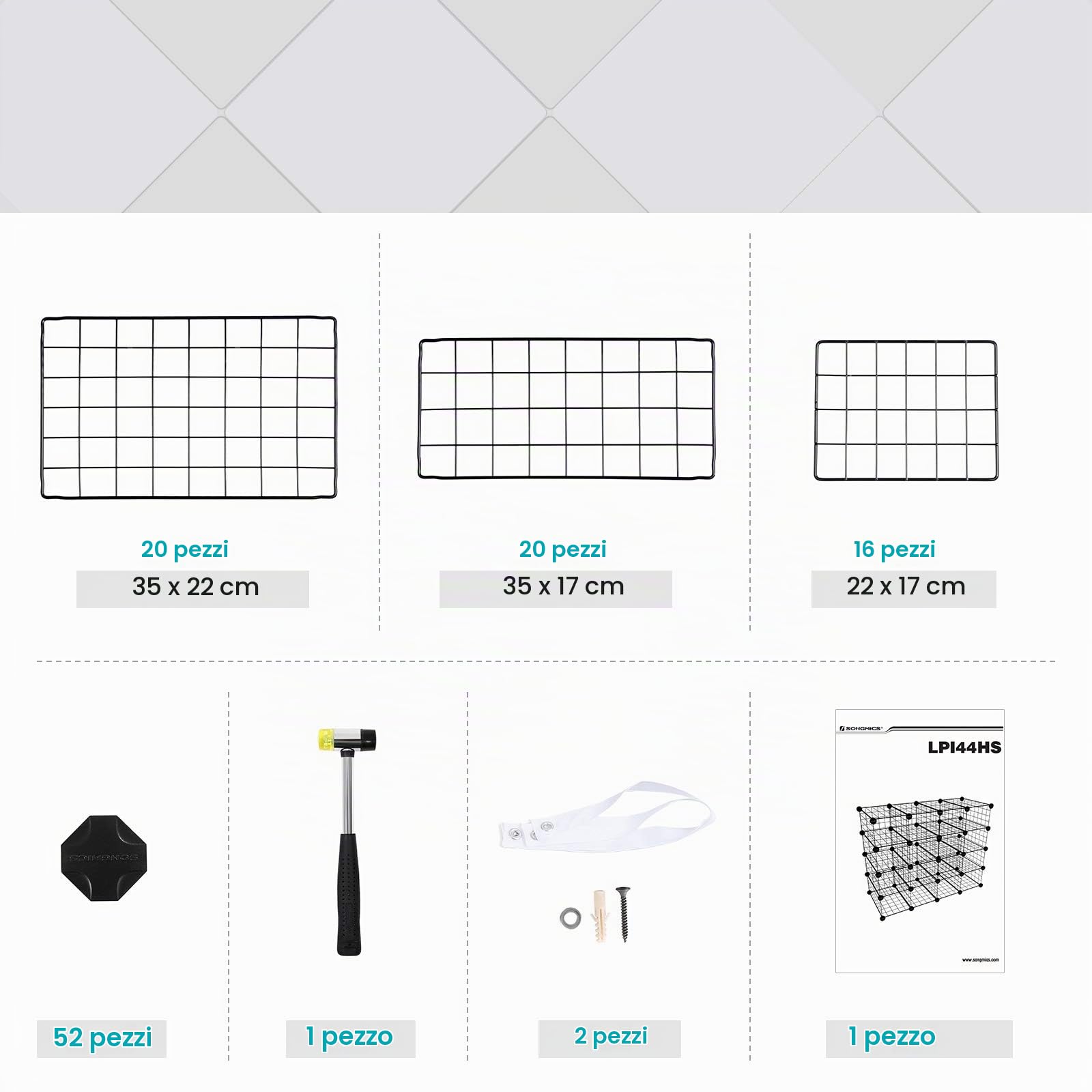Songmics LPI44HS scarpiera modulabile nera 16 paia rete