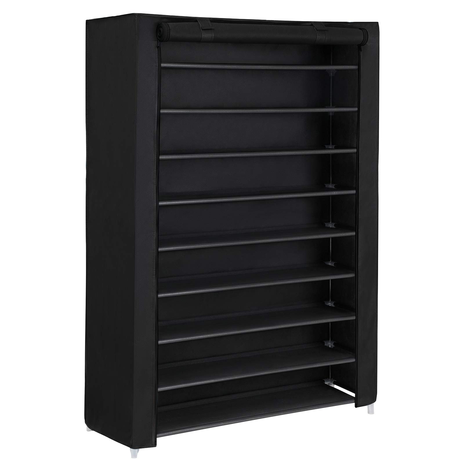 SONGMICS RXJ00HV1 Scarpiera 10 Ripiani Nero 45 Paia antipolvere