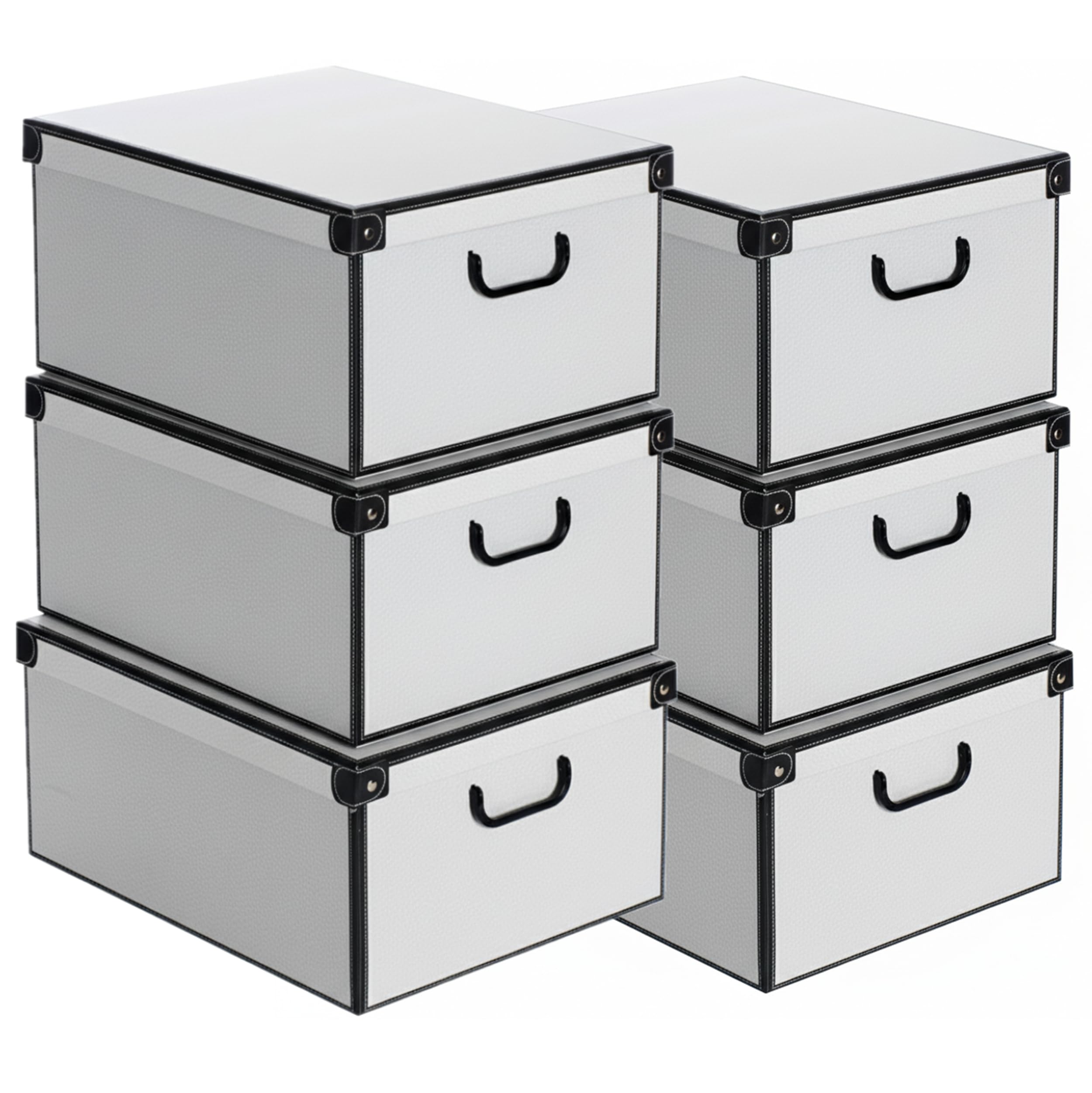 Lavatelli Set 6 Scatole Armadio 39x50x24 cm Muschio Bianco Cartone