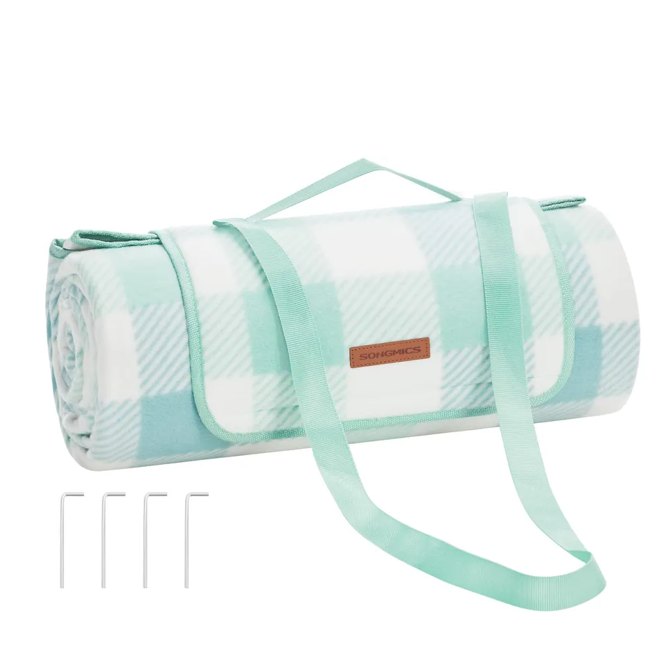 Songmics GCM011W02 coperta picnic 200x200 cm verde-bianco