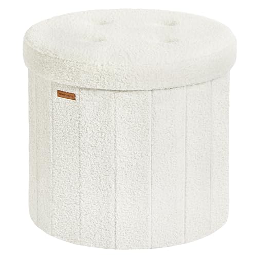Songmics Mazie LSF606W01 pouf contenitore rotondo bianco crema