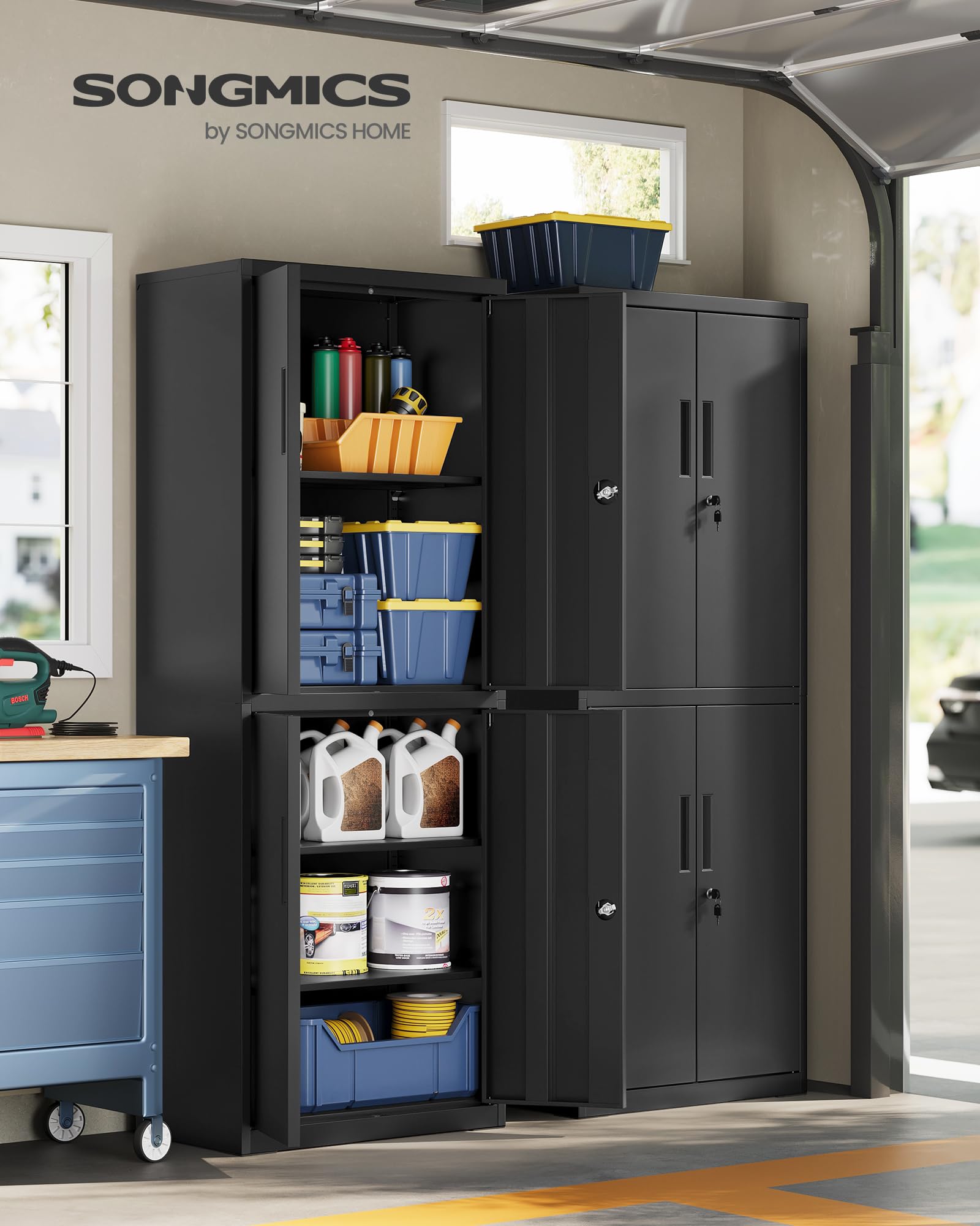 SONGMICS armadietto garage 60x40x180 cm 5 ripiani acciaio