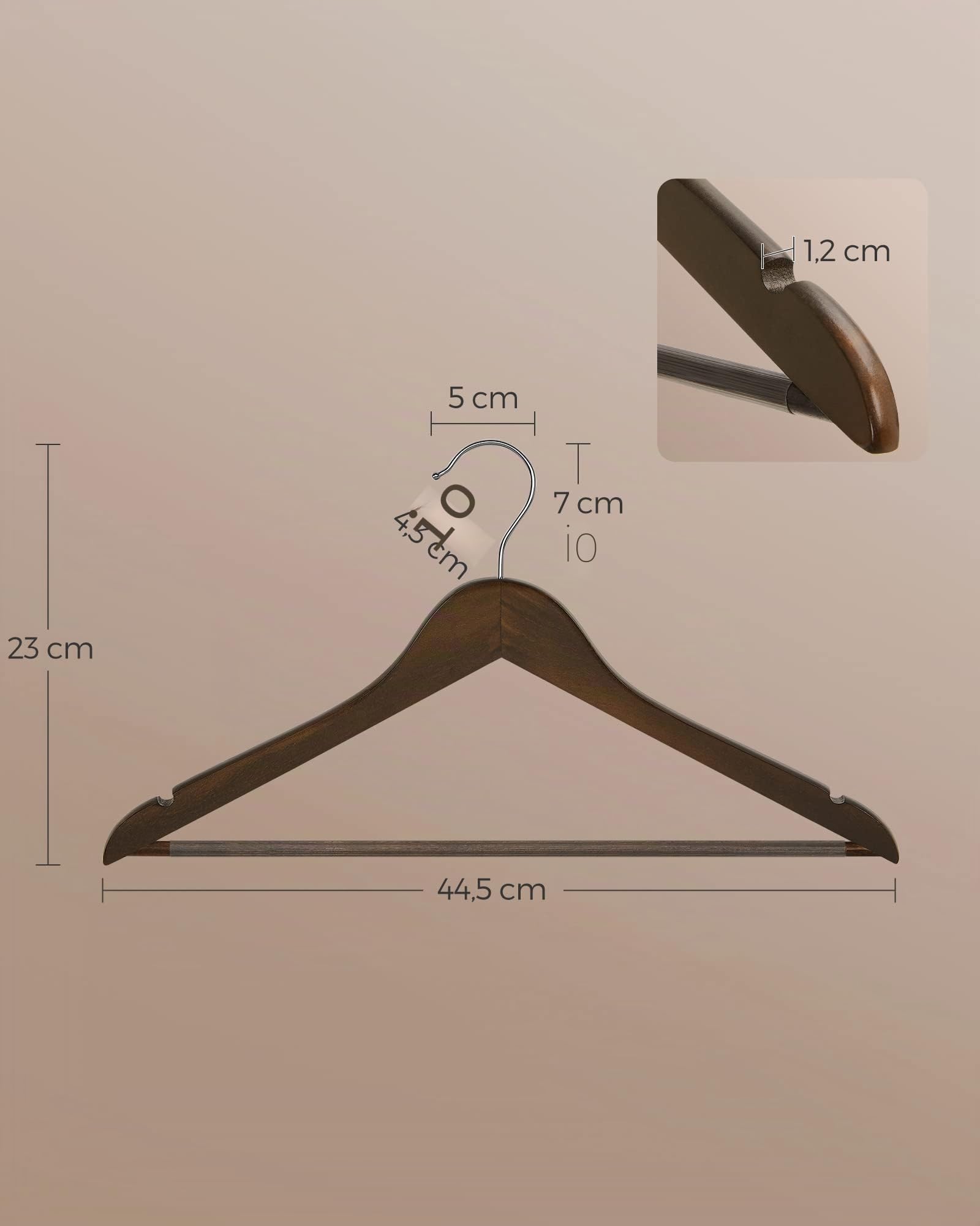 Songmics CRW02V20 grucce legno noce scuro 20 pezzi antiscivolo