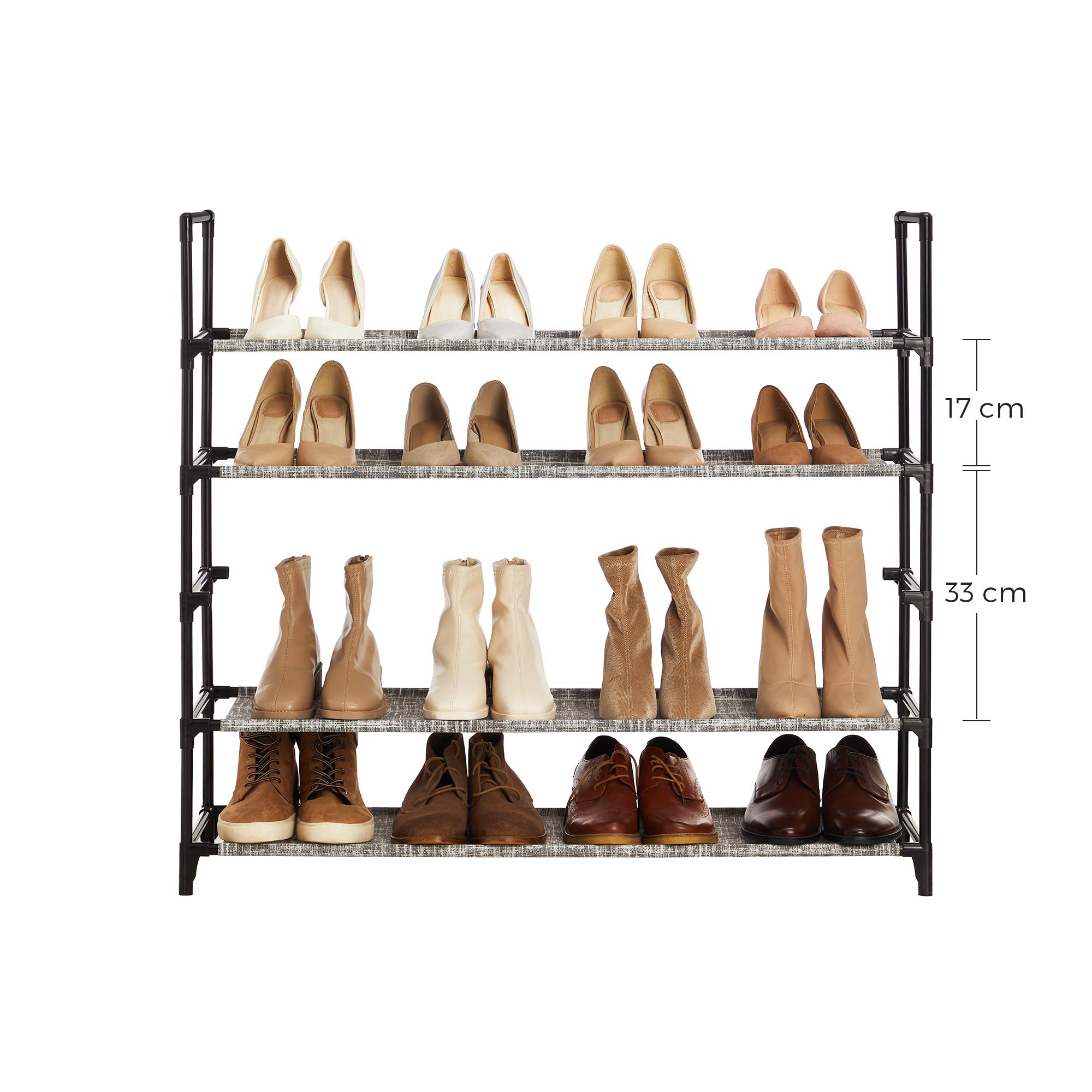 Songmics LSR005G12 scarpiera 5 ripiani grigia 25 paia tessuto