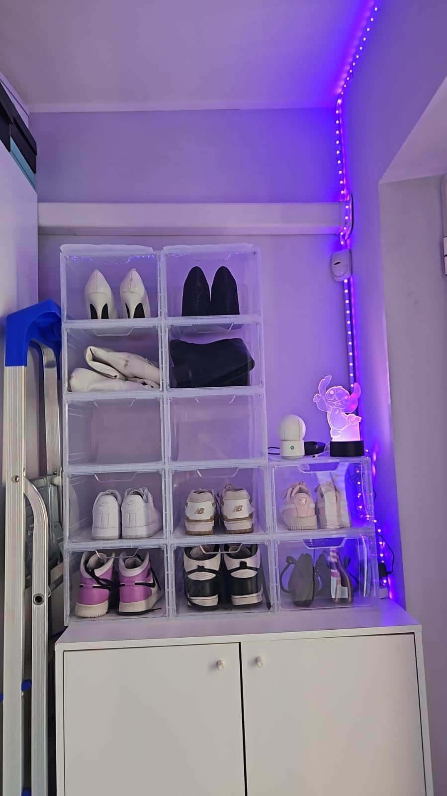 Songmics Scatole Scarpe 12 Pezzi 34x25x18 Bianche Impilabili