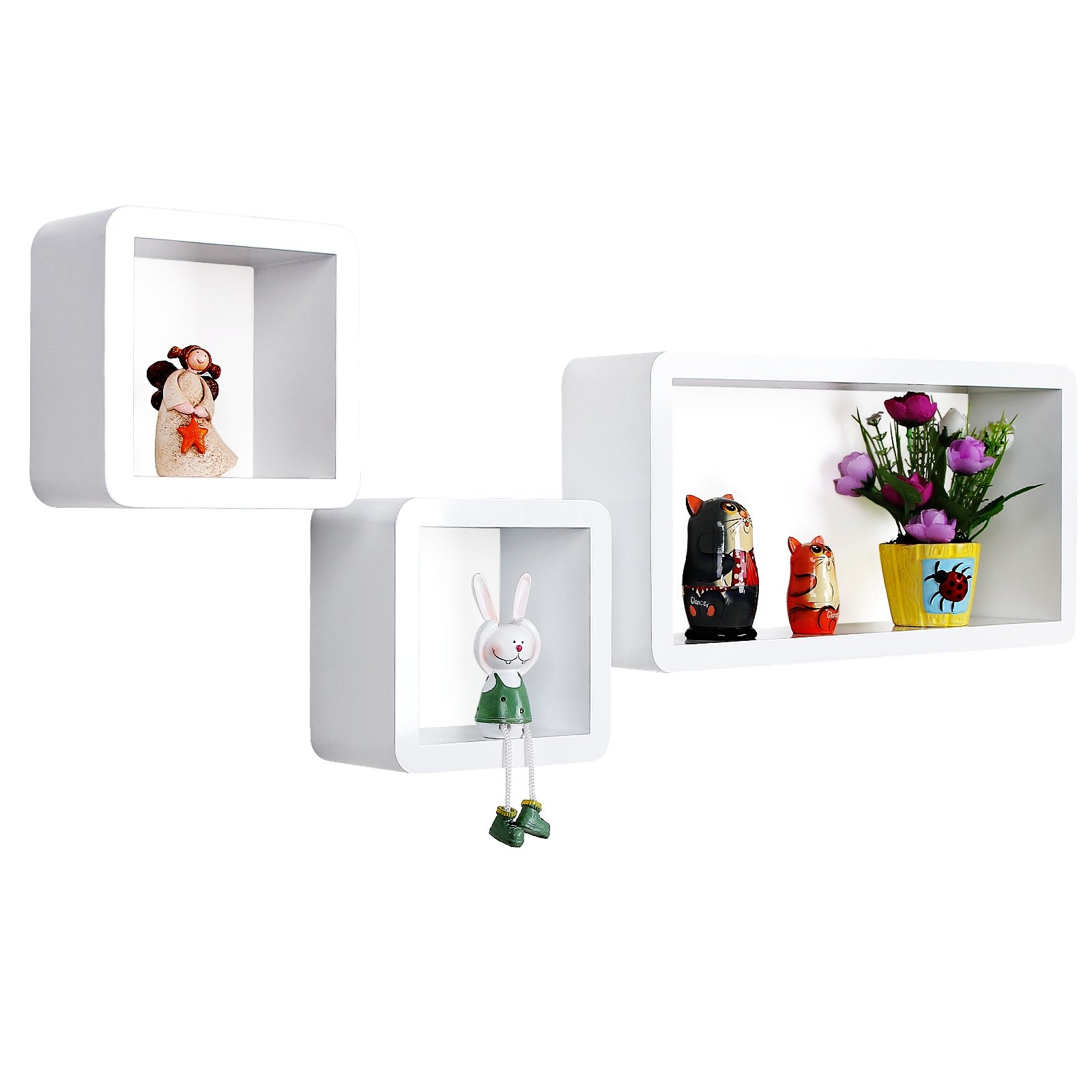 Songmics LWS102 Mensole a Cubo Set 3 Pezzi Bianche
