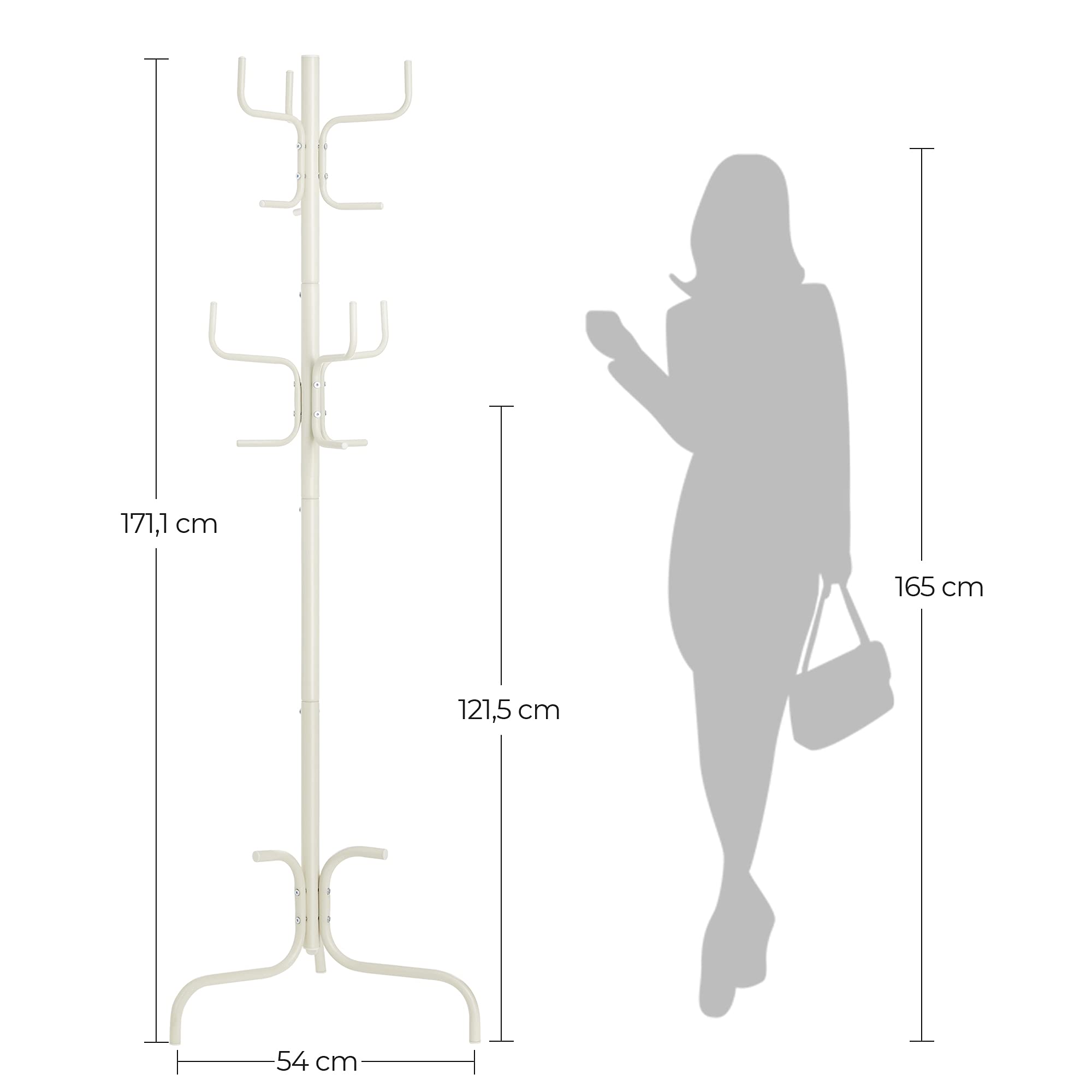 Songmics RCR029W01 appendiabiti da terra bianco 6 ganci acciaio