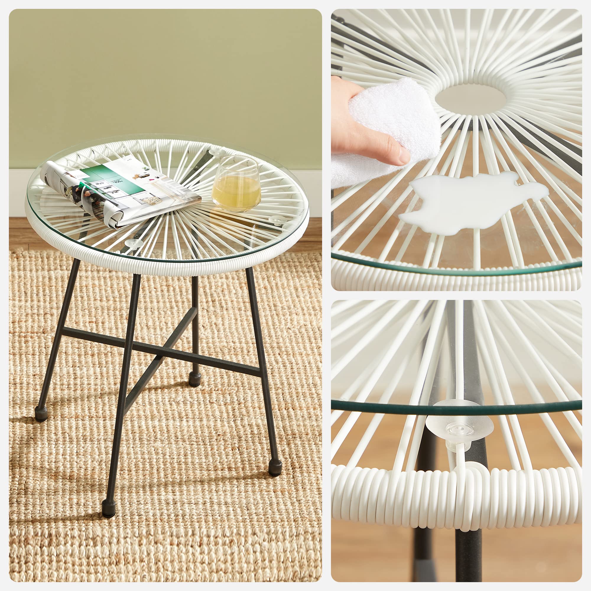 Songmics GGF013W02 Set Giardino Acapulco 3 Pezzi Bianco