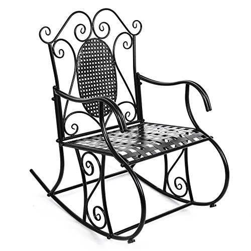 Songmics GRC101B poltrona a dondolo ferro balcone giardino